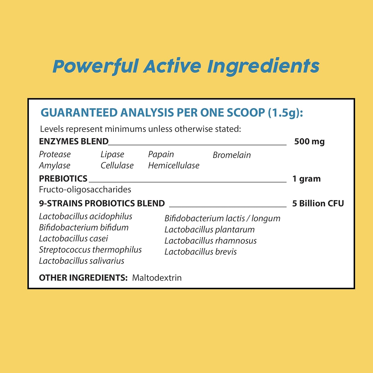 Dog and Cat Probiotics with 5 Billion CFUs, Prebiotics, and Digestive Enzymes for Digestive Health, Immune Support, Skin, and Coat - 90 Grams