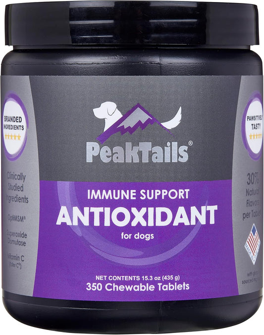 Dog Antioxidant Supplement for Immune Support & Skin Health, Chewable Tablets with MSM, Selenium, Vitamin C & E, 350 Count