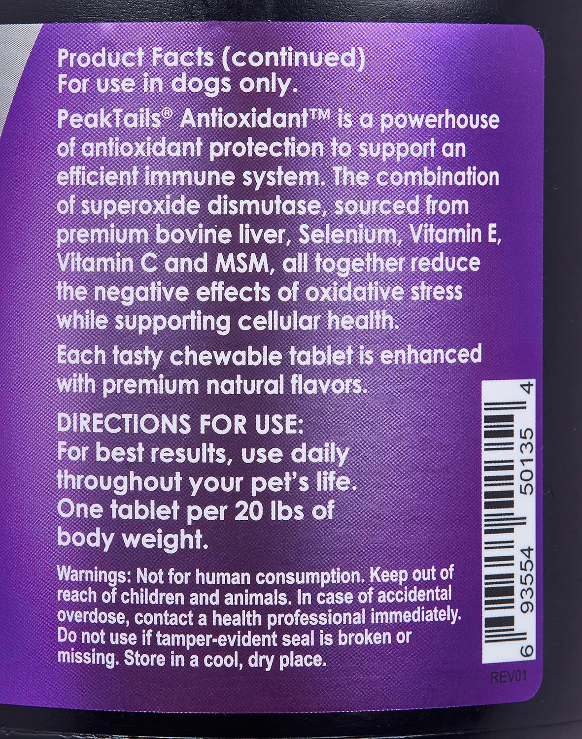 Dog Antioxidant Supplement for Immune Support & Skin Health, Chewable Tablets with MSM, Selenium, Vitamin C & E, 350 Count