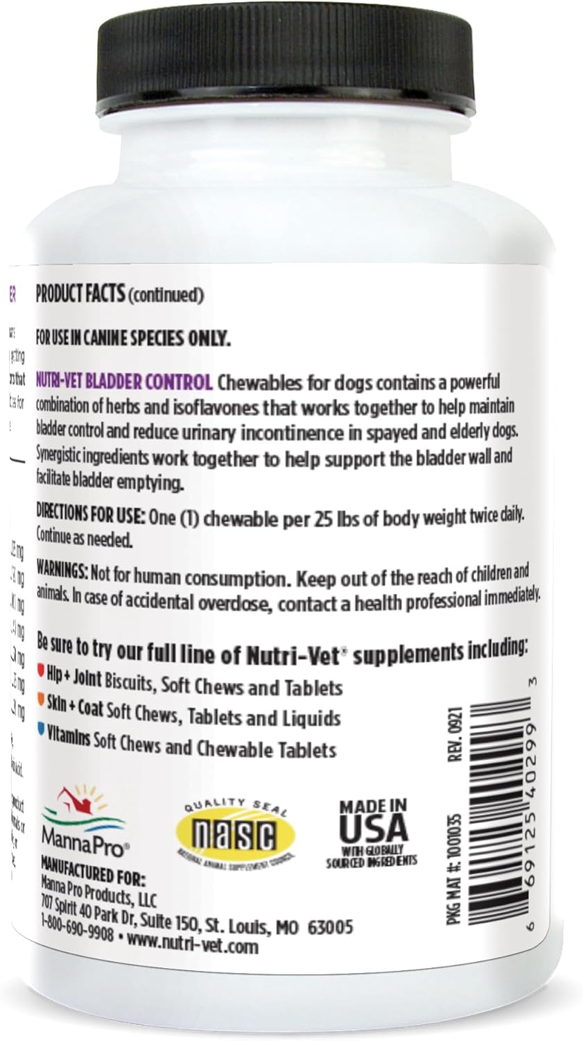 Dog Bladder Control Supplement | Reduce Urinary Incontinence in Dogs | 90 Chewable Tablets by Nutri-Vet