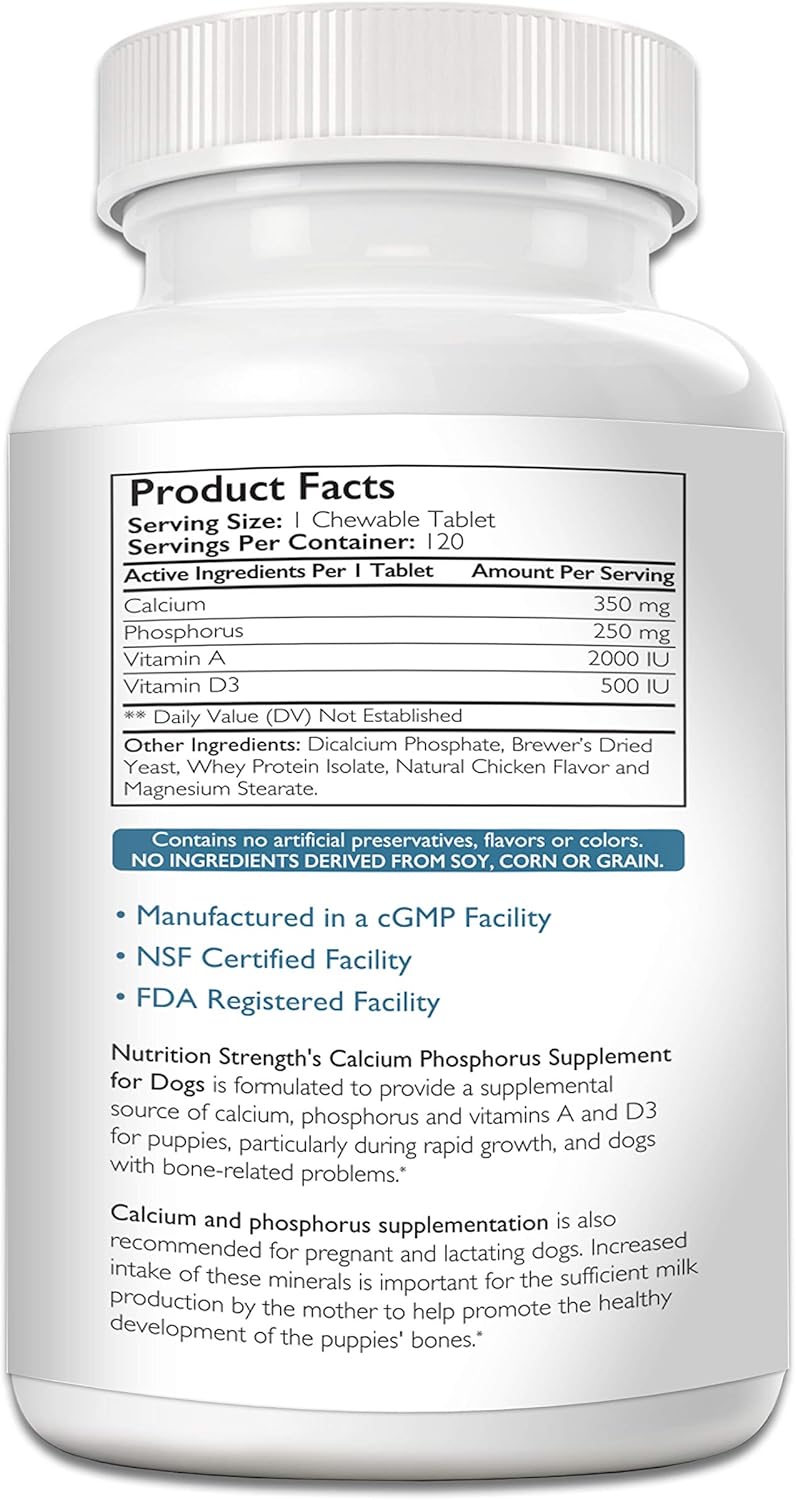 Dog Calcium Phosphorus Supplement for Healthy Bones & Growth, 120 Chewable Tablets - BoostGo Australia