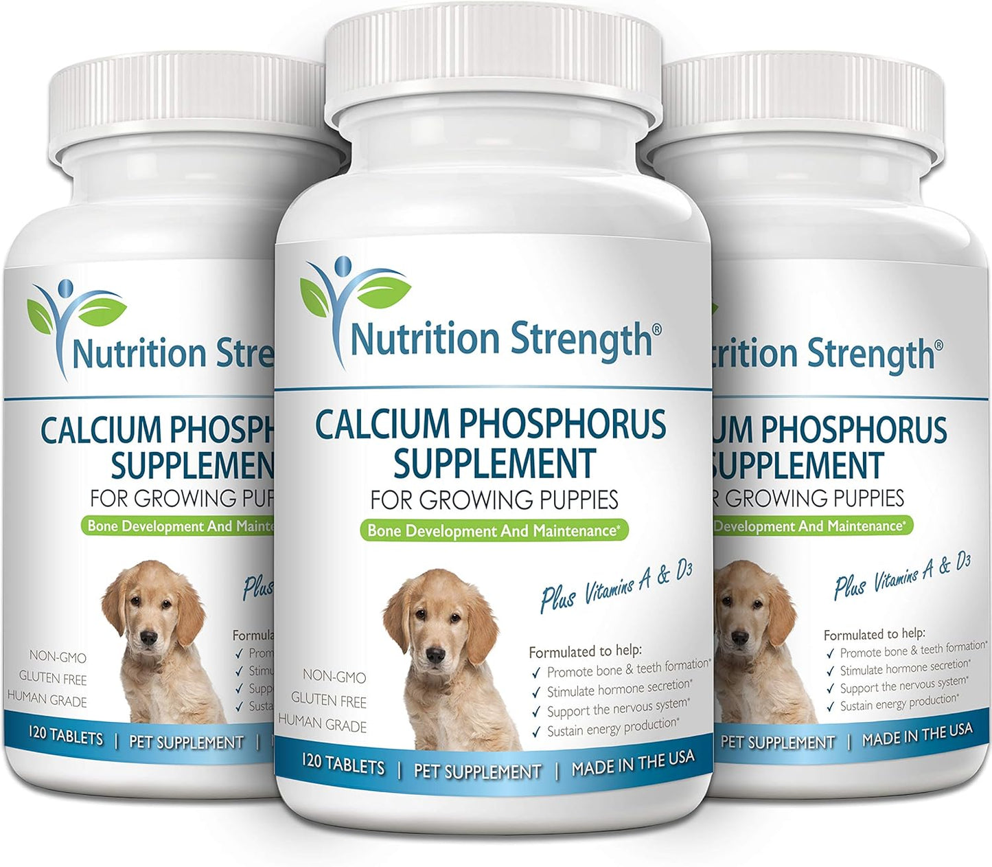 Dog Calcium Phosphorus Supplement for Healthy Bones & Growth, 120 Chewable Tablets - BoostGo Australia