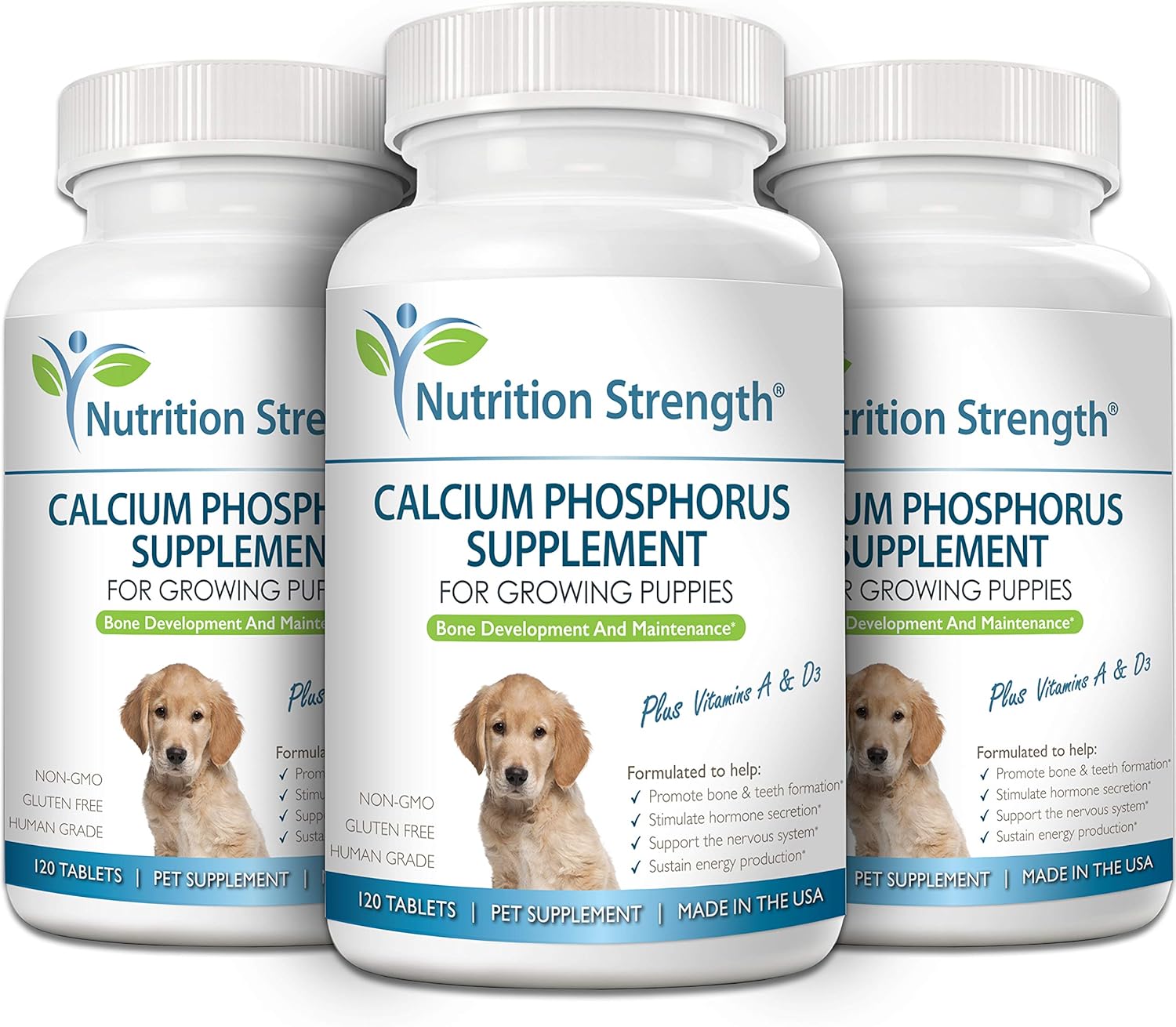 Dog Calcium Phosphorus Supplement for Healthy Bones & Growth, 120 Chewable Tablets - BoostGo Australia