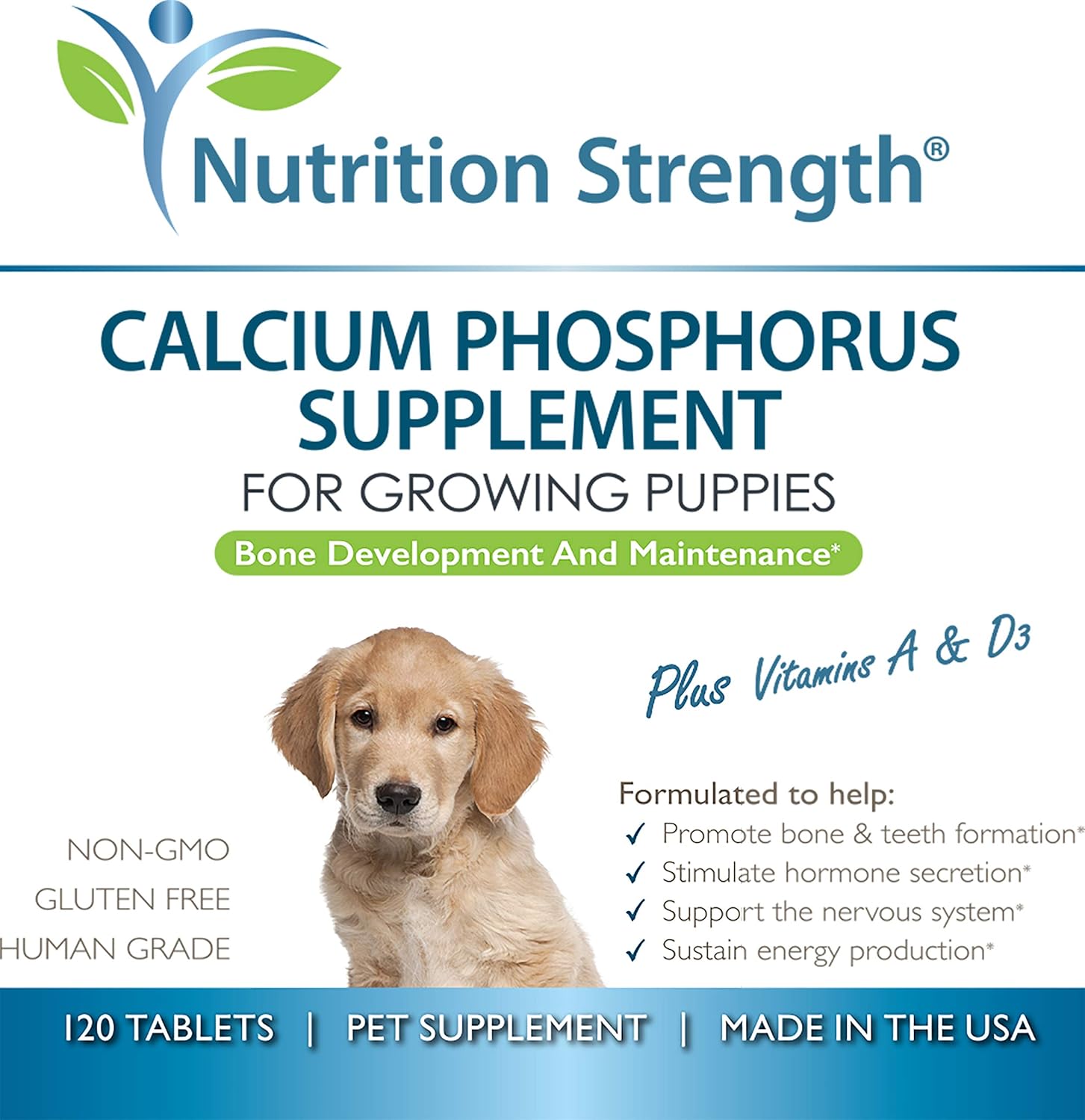 Dog Calcium Phosphorus Supplement for Healthy Bones & Growth, 120 Chewable Tablets - BoostGo Australia