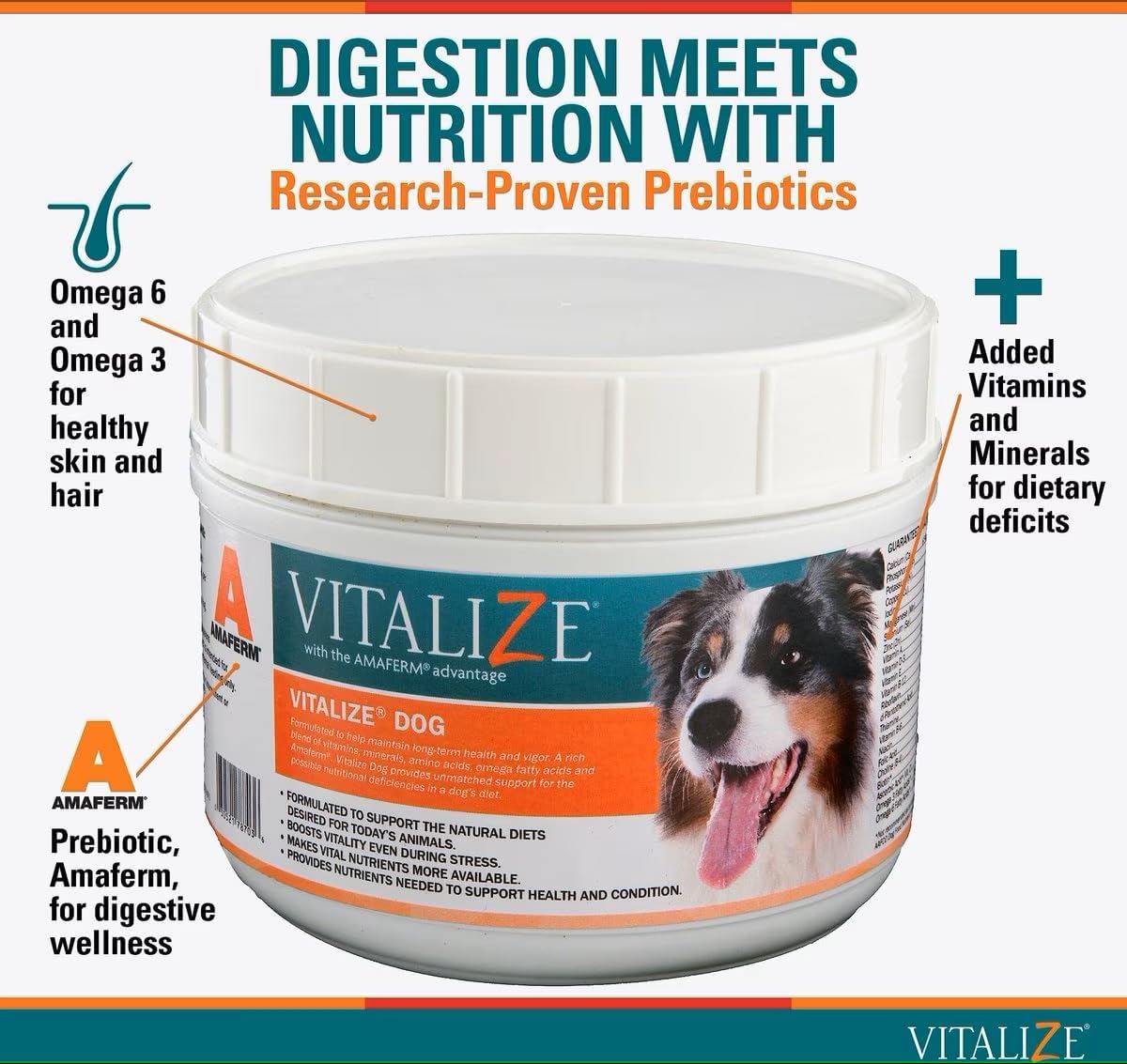 Dog Digestive Health Powder with Omega 6, 3, Biotin, & Multivitamins - Relief for Constipation, Vomiting, Nausea, Skin & Coat - 1lb