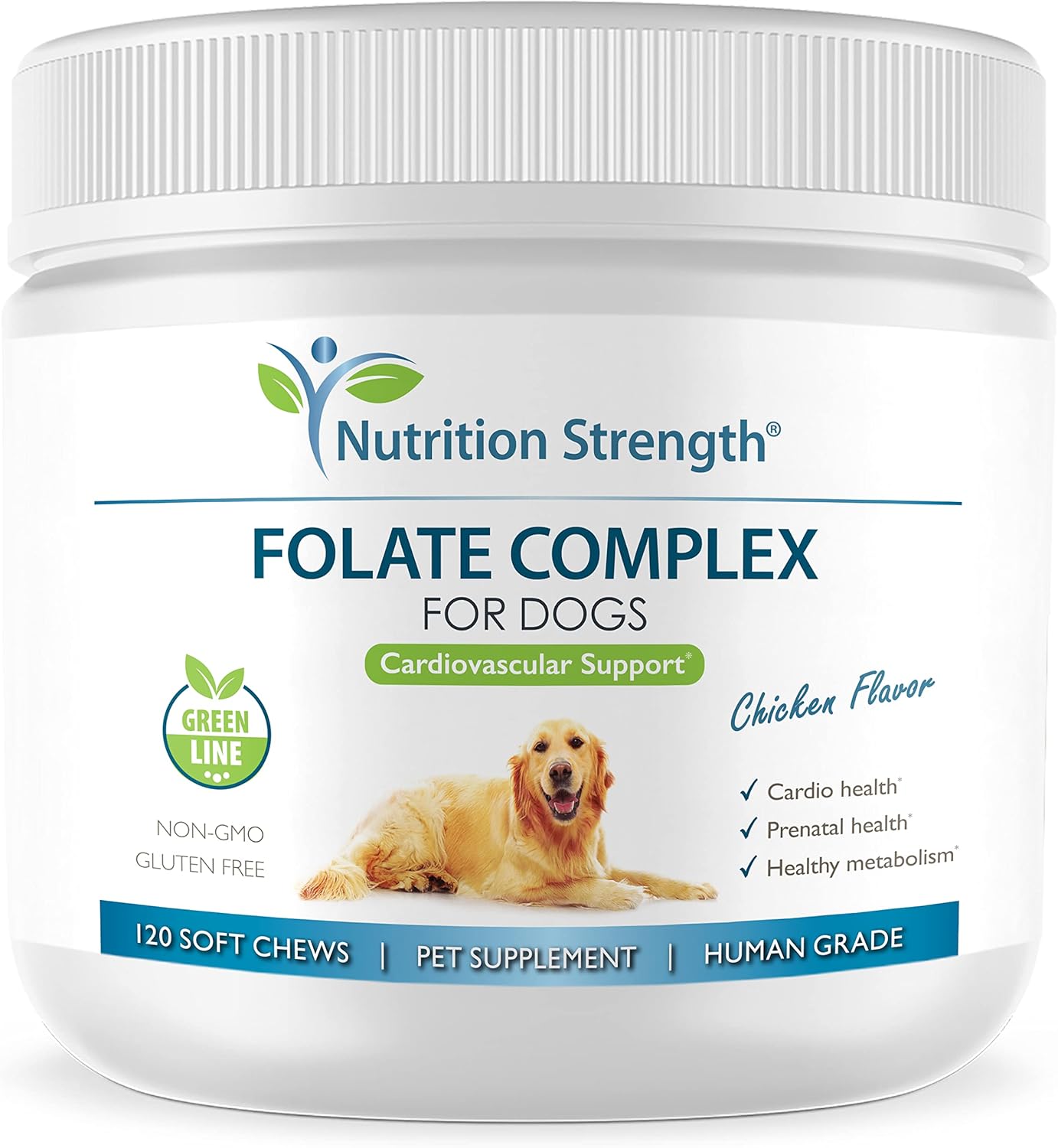 Dog Folate Supplement for Cardiovascular & Prenatal Health with Folic Acid, Zinc, Biotin, Iron & Vitamin B12