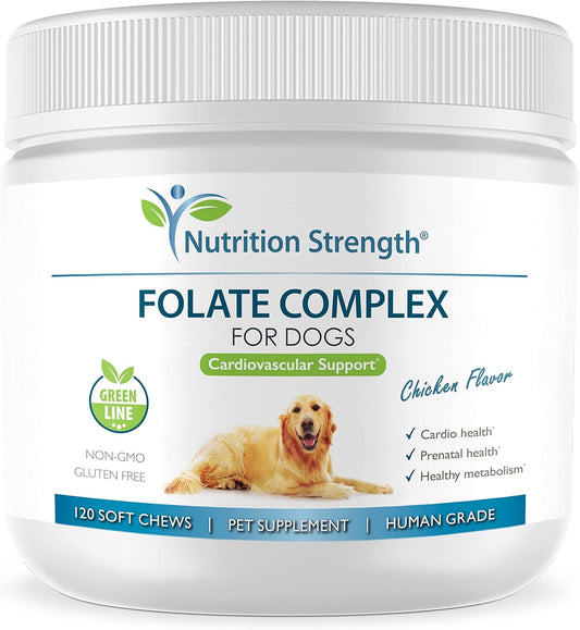 Dog Folate Supplement for Cardiovascular & Prenatal Health with Folic Acid, Zinc, Biotin, Iron & Vitamin B12