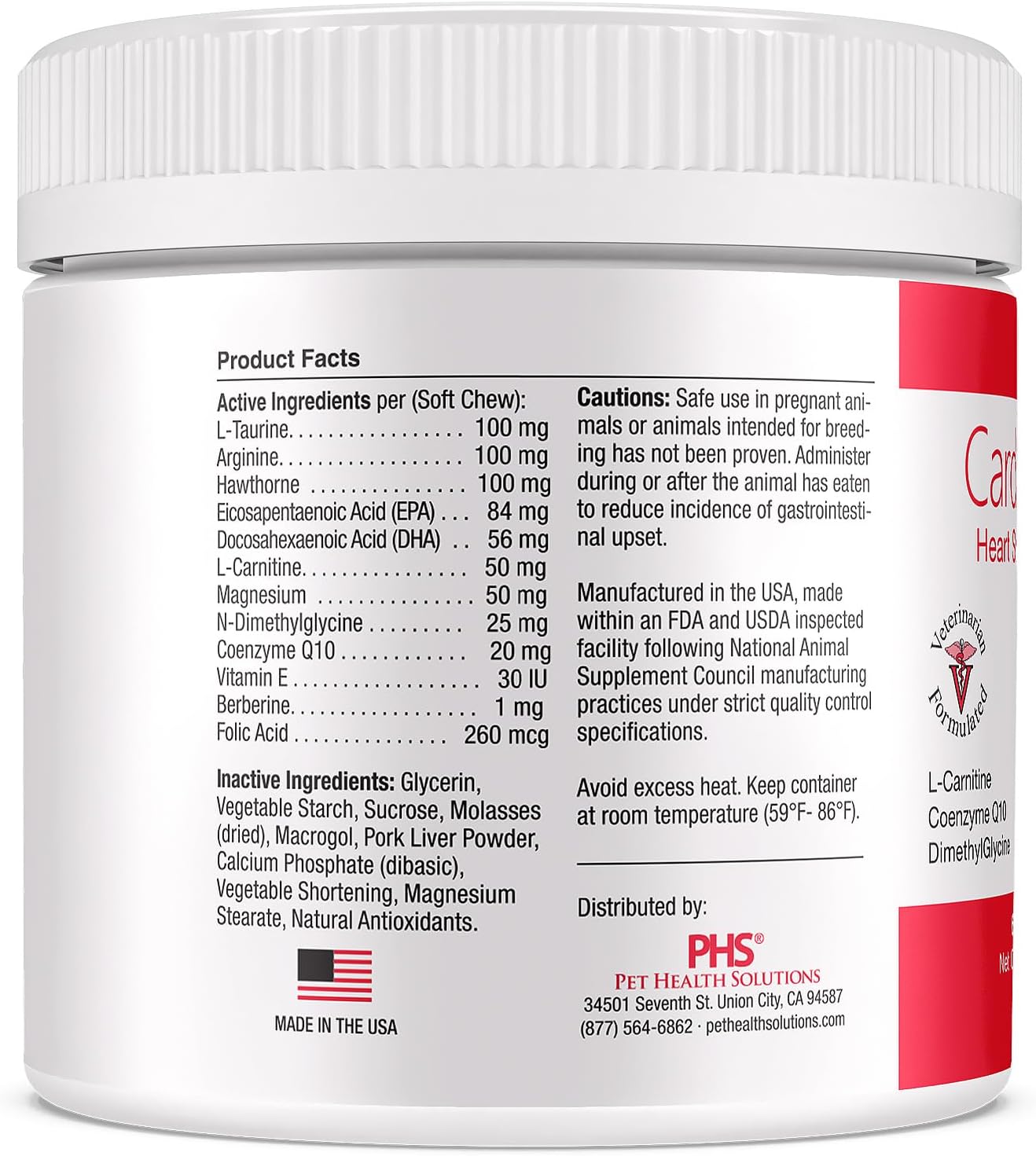 Dog Heart Health Supplement with L-Taurine, L-Carnitine, EPA, DHA, Coenzyme Q10 - Supports Circulatory Strength, Cardiovascular Health - 60 Soft Chews