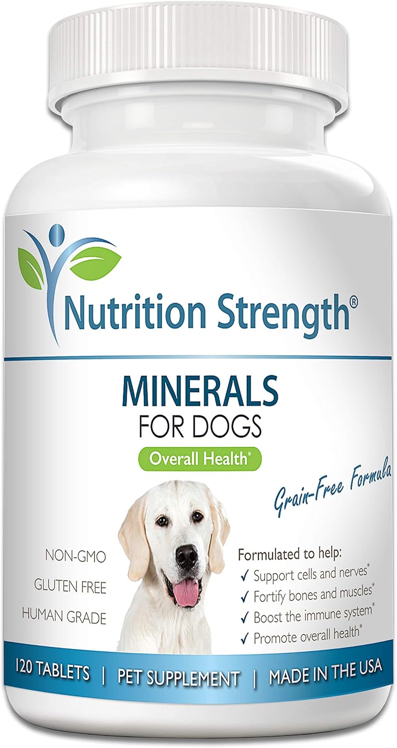 Dog Mineral Supplement for Cell & Nerve Support, Strong Bones & Muscles, Overall Health Boost with Calcium, Phosphorus, Magnesium, Potassium, Selenium, Iron, Zinc, 120 Chewable Tablets
