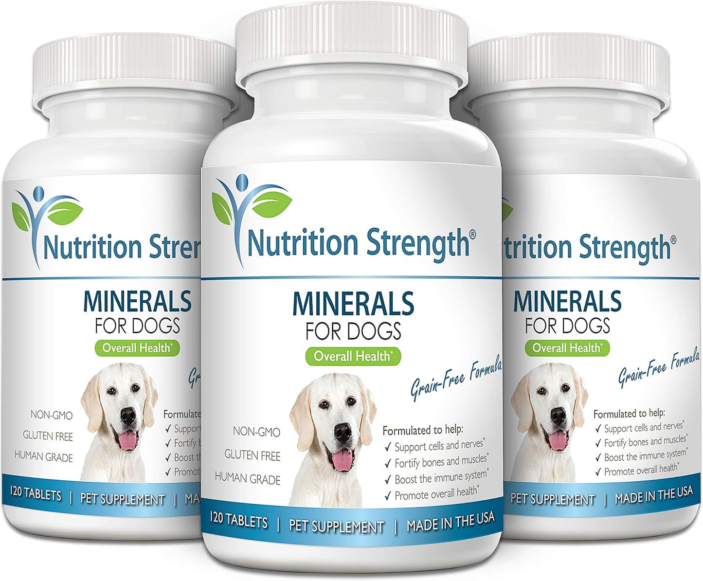 Dog Mineral Supplement for Cell & Nerve Support, Strong Bones & Muscles, Overall Health Boost with Calcium, Phosphorus, Magnesium, Potassium, Selenium, Iron, Zinc, 120 Chewable Tablets
