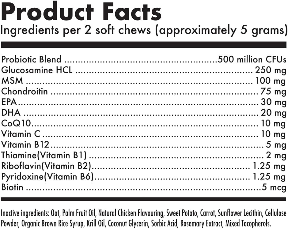 Dog Multivitamin Chews with Glucosamine, Probiotics, and Omegas for Joint, Immune, Skin, and Heart Health - 120 Count