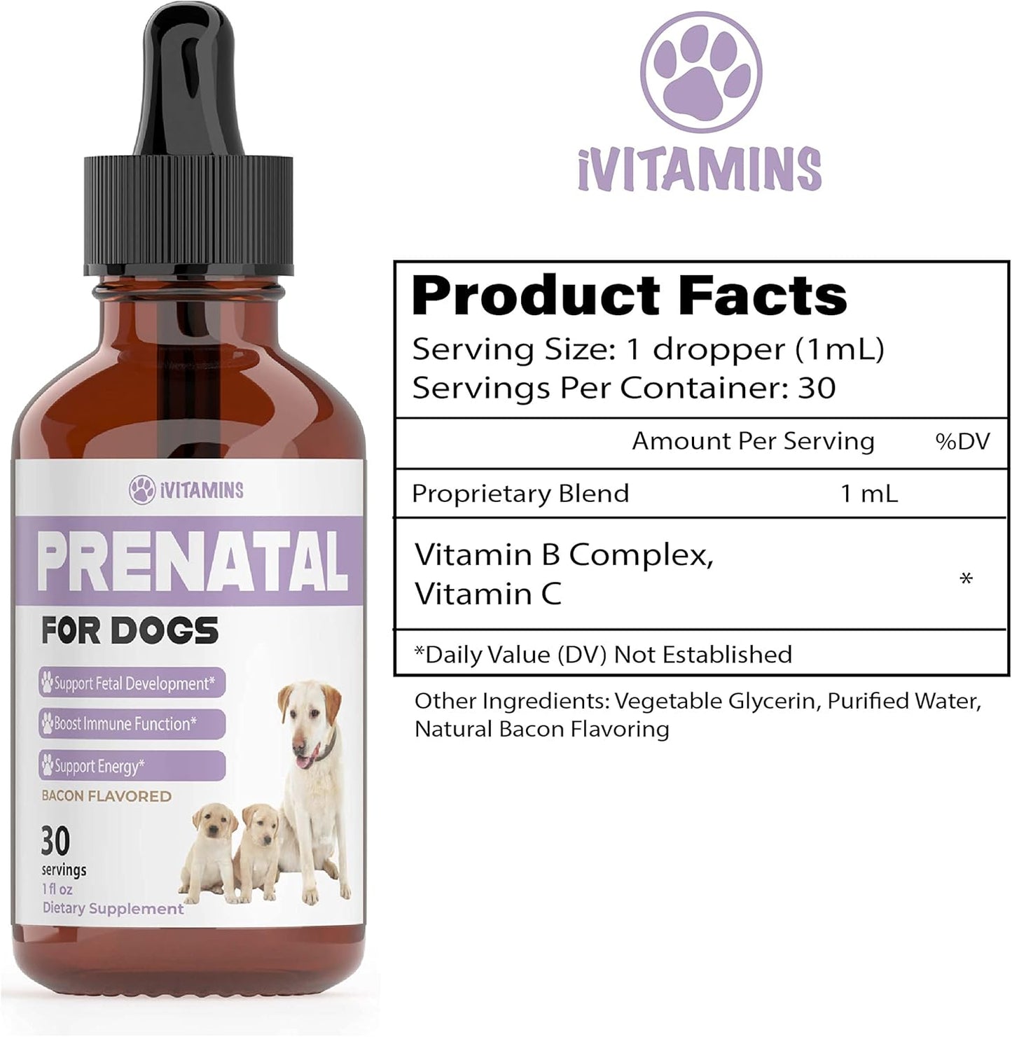Dog Prenatal Vitamins with Vitamin B Complex & C | Essential Dog Whelping Supplies | 30 Servings