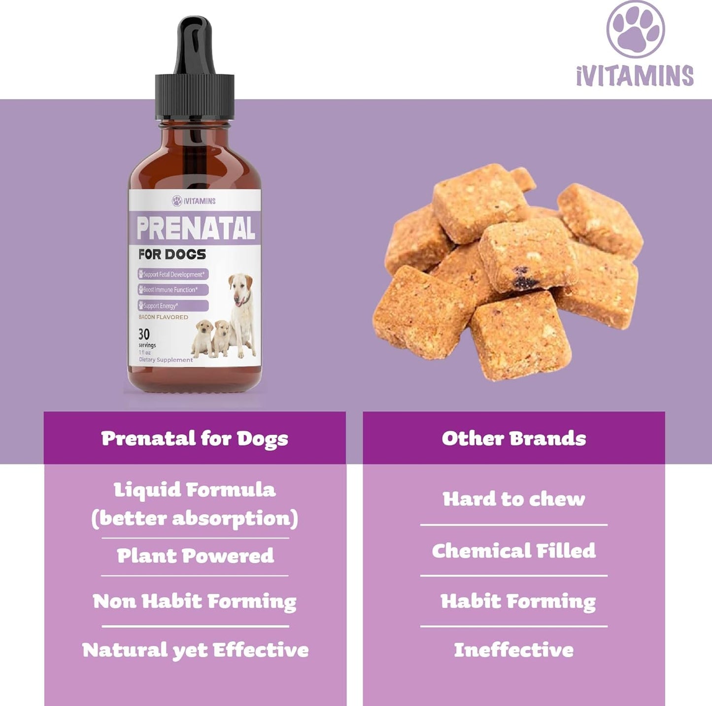 Dog Prenatal Vitamins with Vitamin B Complex & C | Essential Dog Whelping Supplies | 30 Servings
