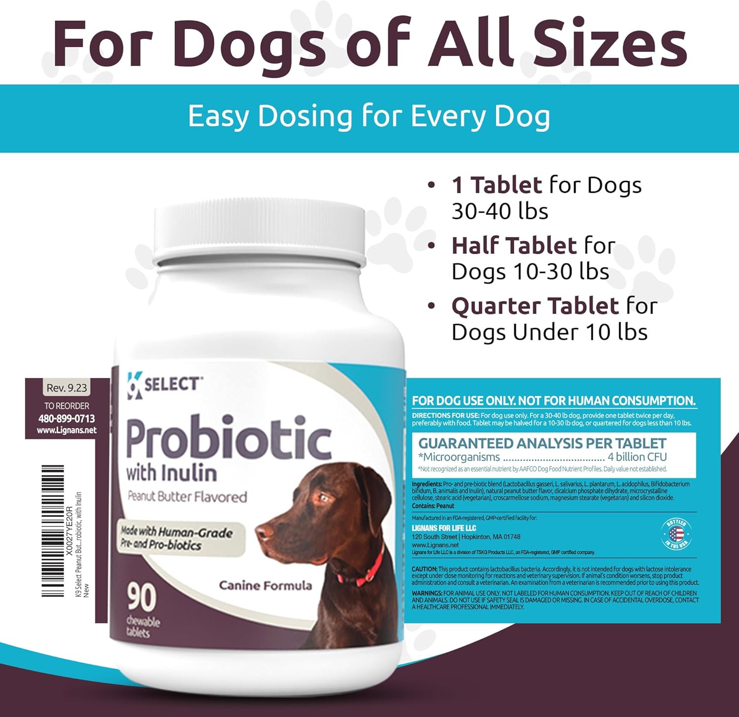 Dog Probiotic Chewable Tablets with Inulin for Healthy Digestion - 90 Count - Supports Nutrient Absorption - Digestive Enzymes for Dogs