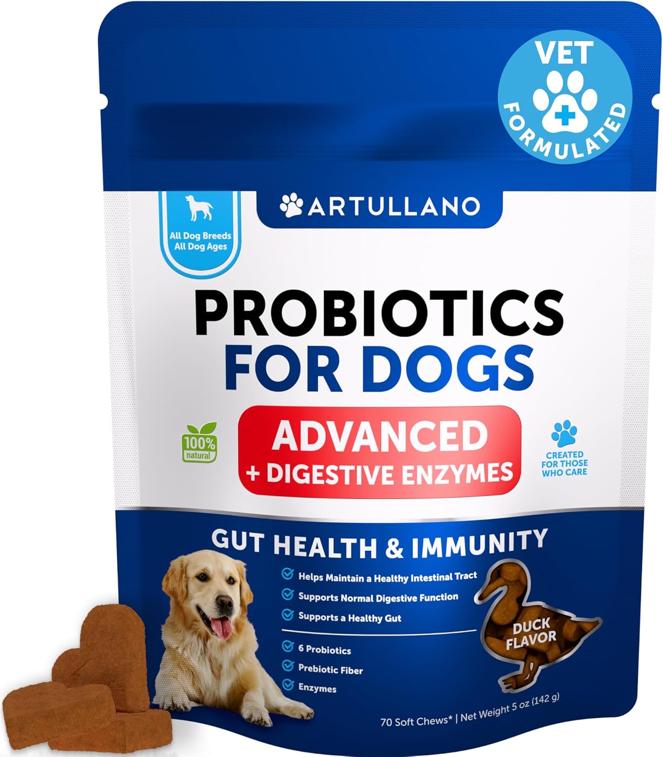 Dog Probiotic Chews for Gut Health, Skin Allergies & Immunity - With Prebiotics and Digestive Enzymes - Supports Yeast Balance and Reduces Diarrhea