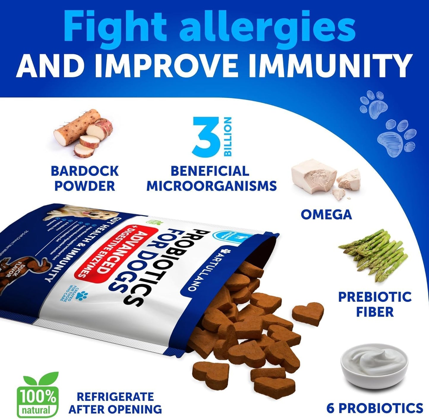 Dog Probiotic Chews for Gut Health, Skin Allergies & Immunity - With Prebiotics and Digestive Enzymes - Supports Yeast Balance and Reduces Diarrhea