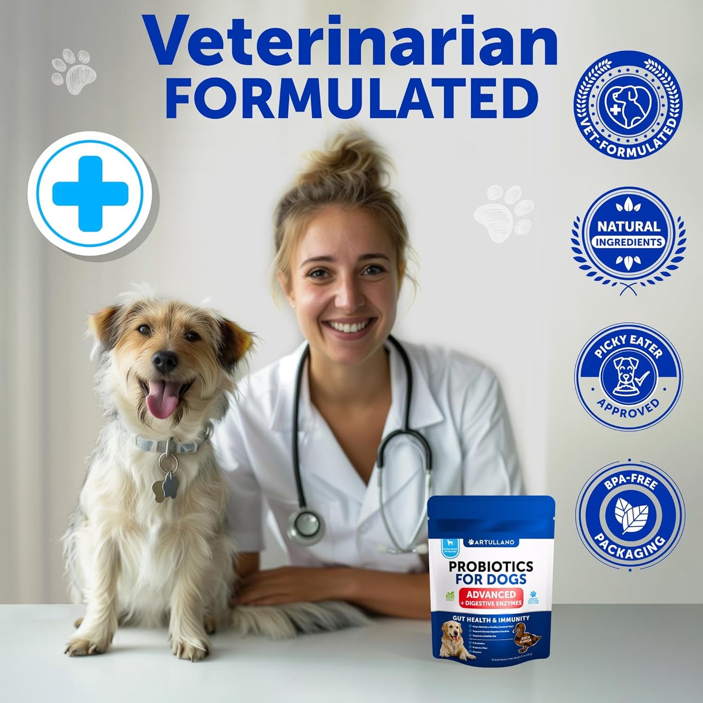 Dog Probiotic Chews for Gut Health, Skin Allergies & Immunity - With Prebiotics and Digestive Enzymes - Supports Yeast Balance and Reduces Diarrhea