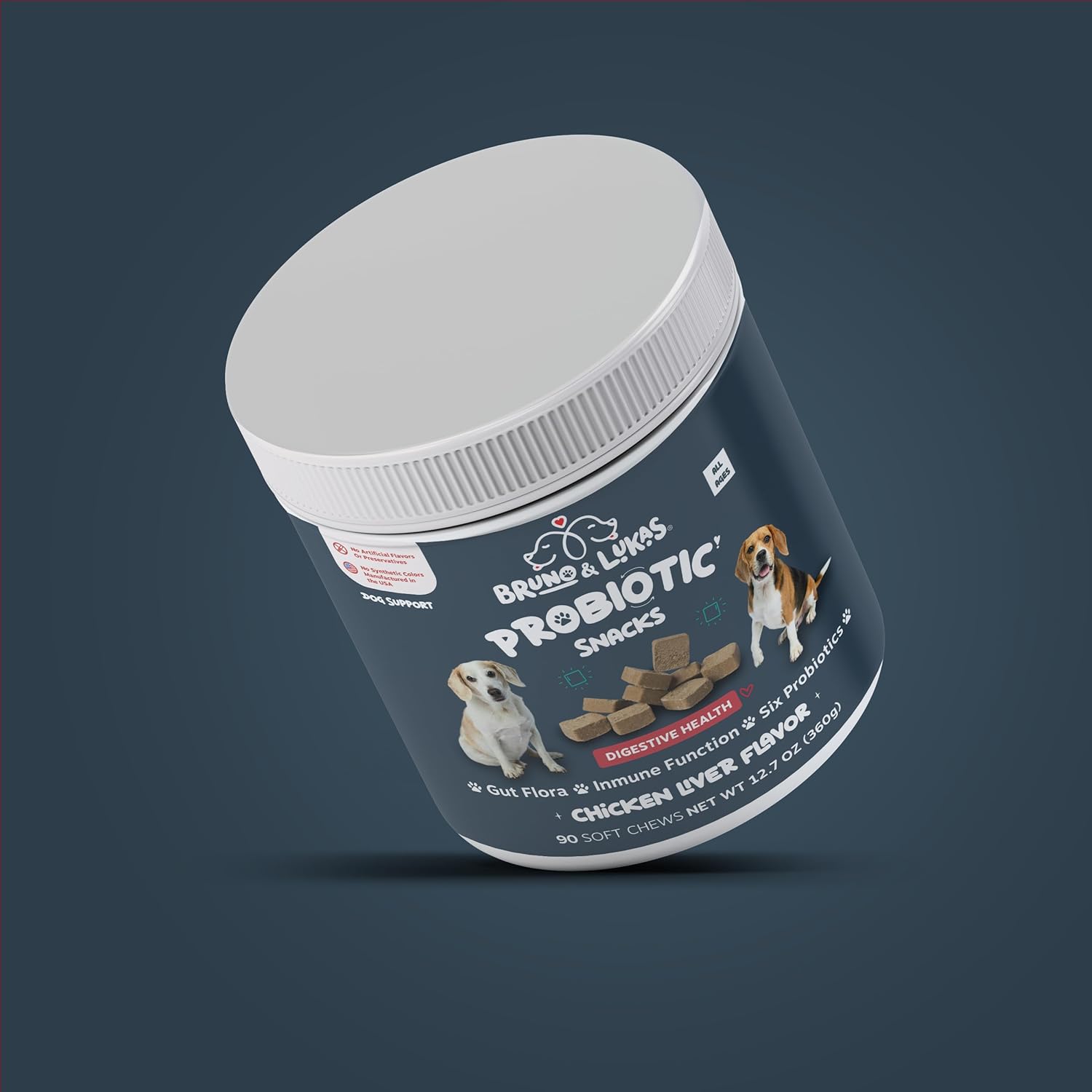 Dog Probiotic Chews with Chicken Liver Flavor - Supports Gut Health, Digestion, and Immune System - 90 Soft Chews for Diarrhea and Itchiness