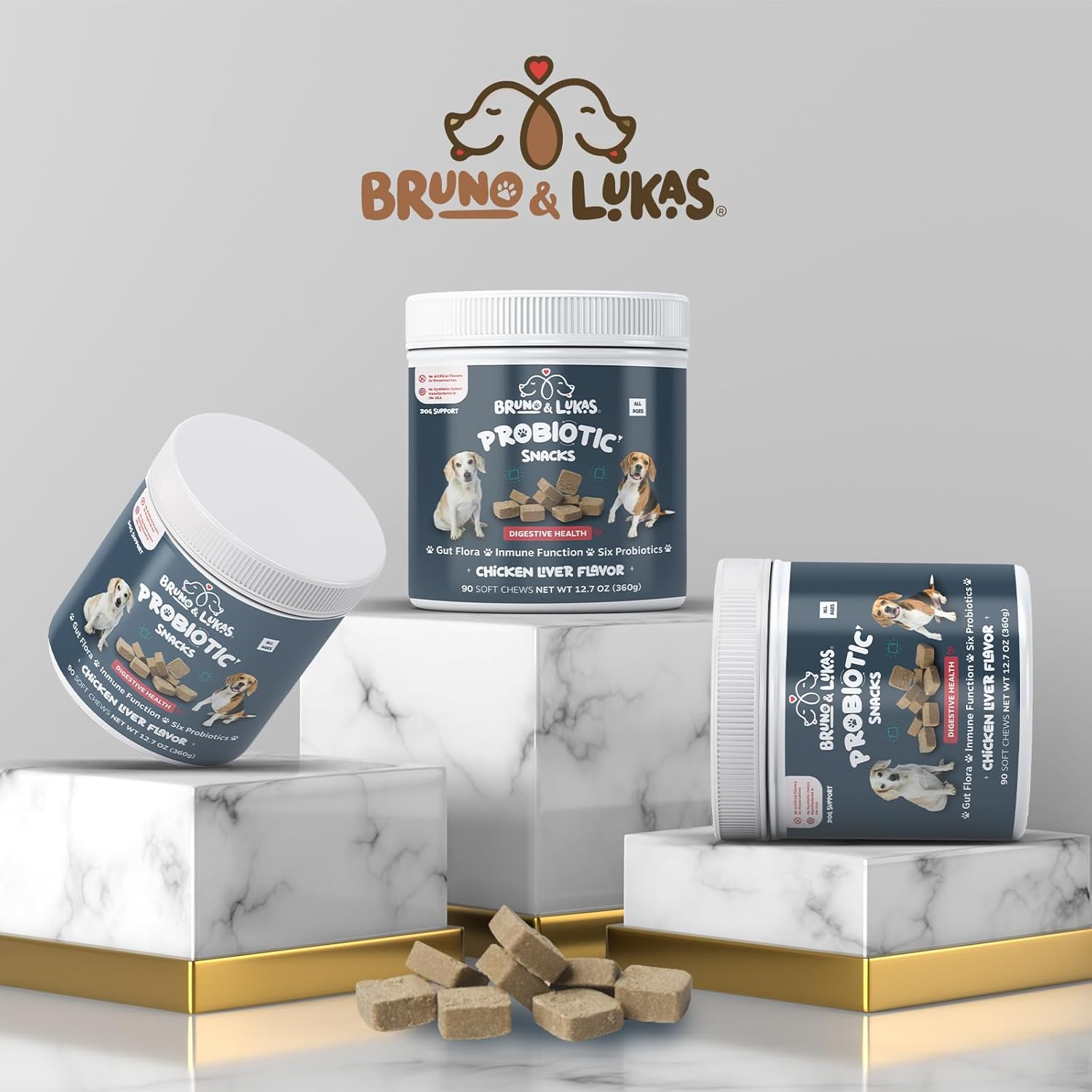 Dog Probiotic Chews with Chicken Liver Flavor - Supports Gut Health, Digestion, and Immune System - 90 Soft Chews for Diarrhea and Itchiness