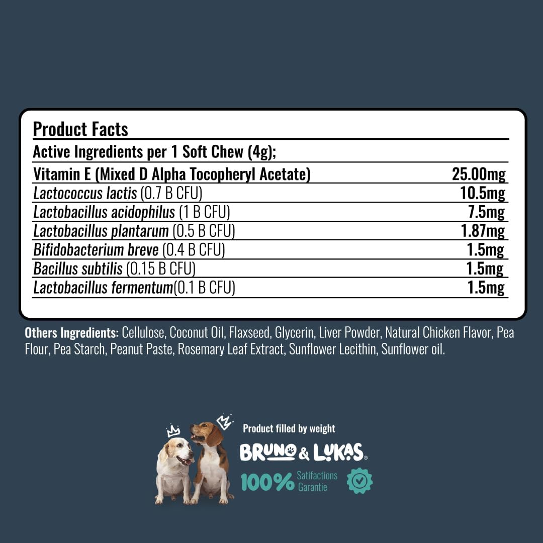 Dog Probiotic Chews with Chicken Liver Flavor - Supports Gut Health, Digestion, and Immune System - 90 Soft Chews for Diarrhea and Itchiness