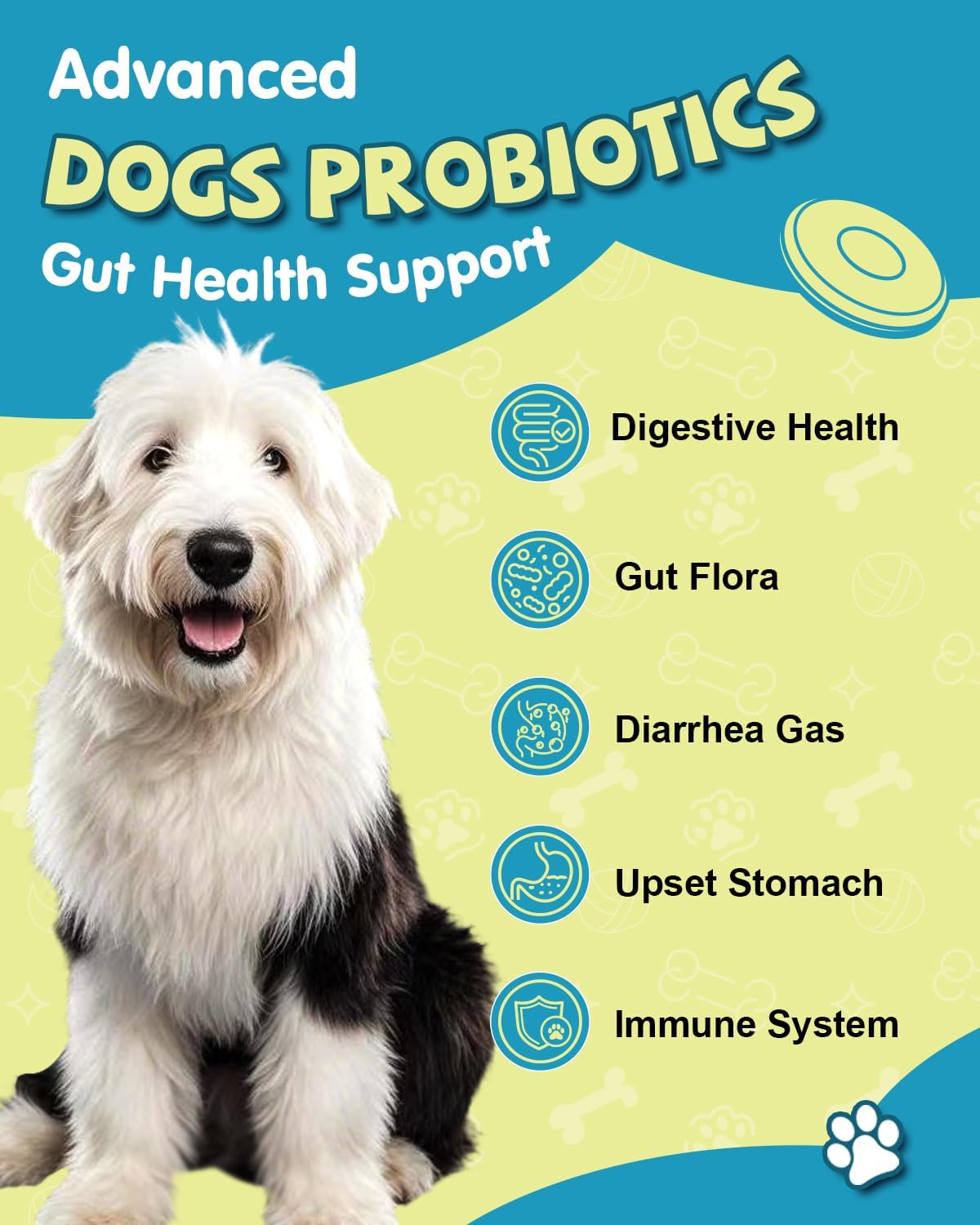 Dog Probiotic Chews with Prebiotics, Goat Milk, Omega 3, Vitamins - 120 Ct