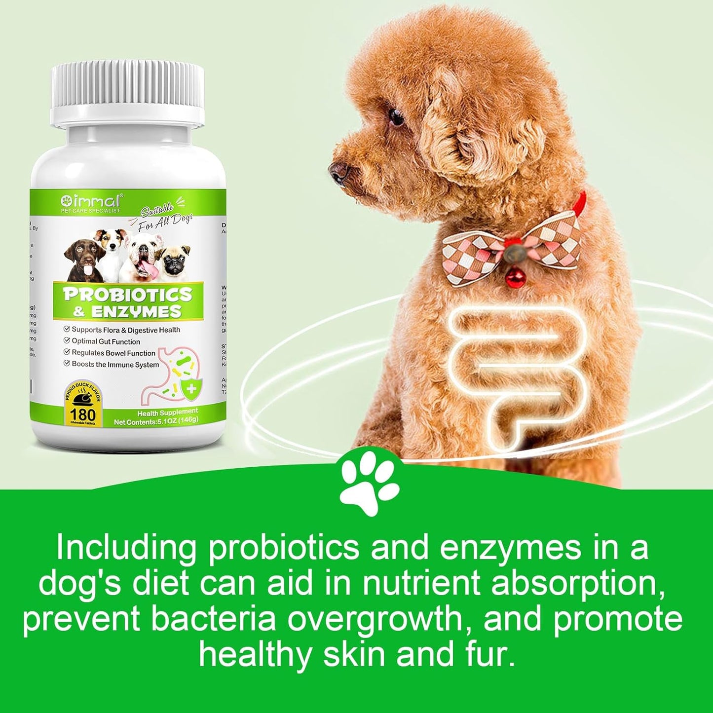 Dog Probiotics Chews with Digestive Enzymes for Gut and Immunity Support - 180 Count