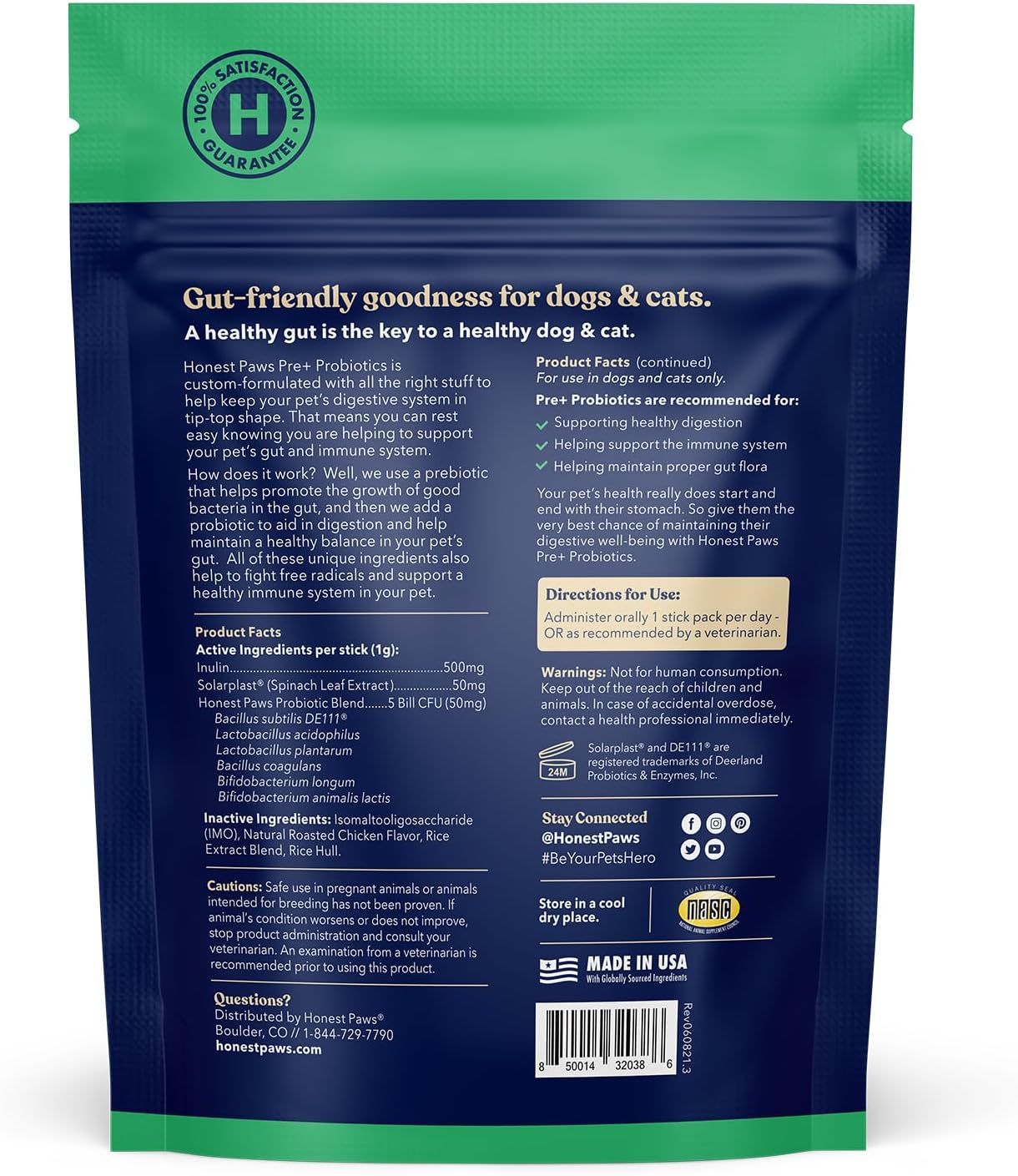 Dog Probiotics & Multivitamin with Glucosamine Chondroitin for Joint, Allergy, Immune, Gut, Digestive, Skin & Coat Support by Honest Paws