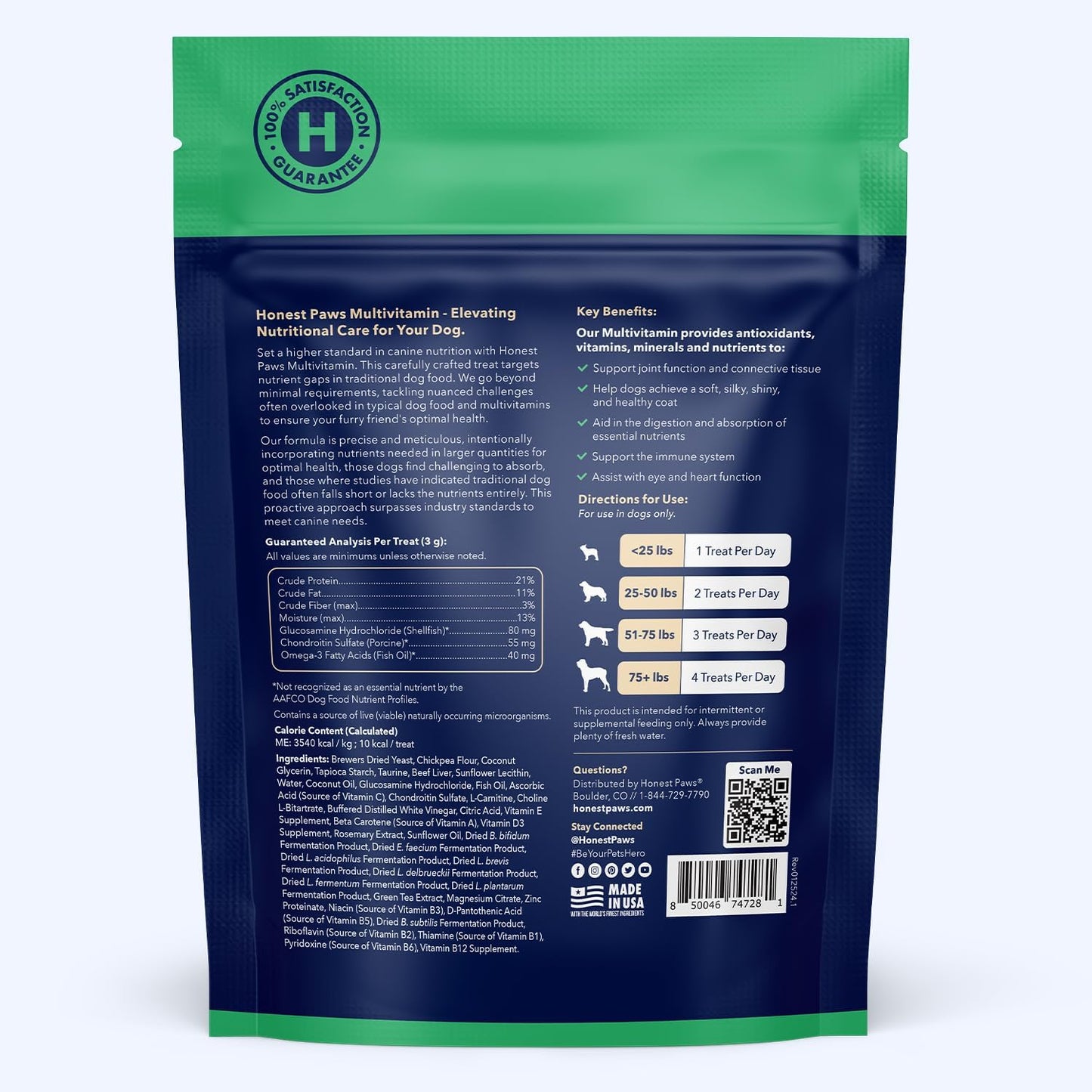 Dog Probiotics & Multivitamin with Glucosamine Chondroitin for Joint, Allergy, Immune, Gut, Digestive, Skin & Coat Support by Honest Paws