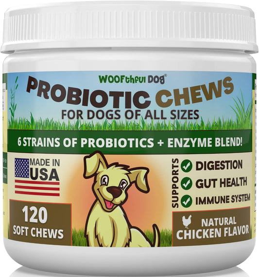 Dog Probiotics Soft Chews - Digestive & Immune Support for Dogs - 120 ct - Made in USA