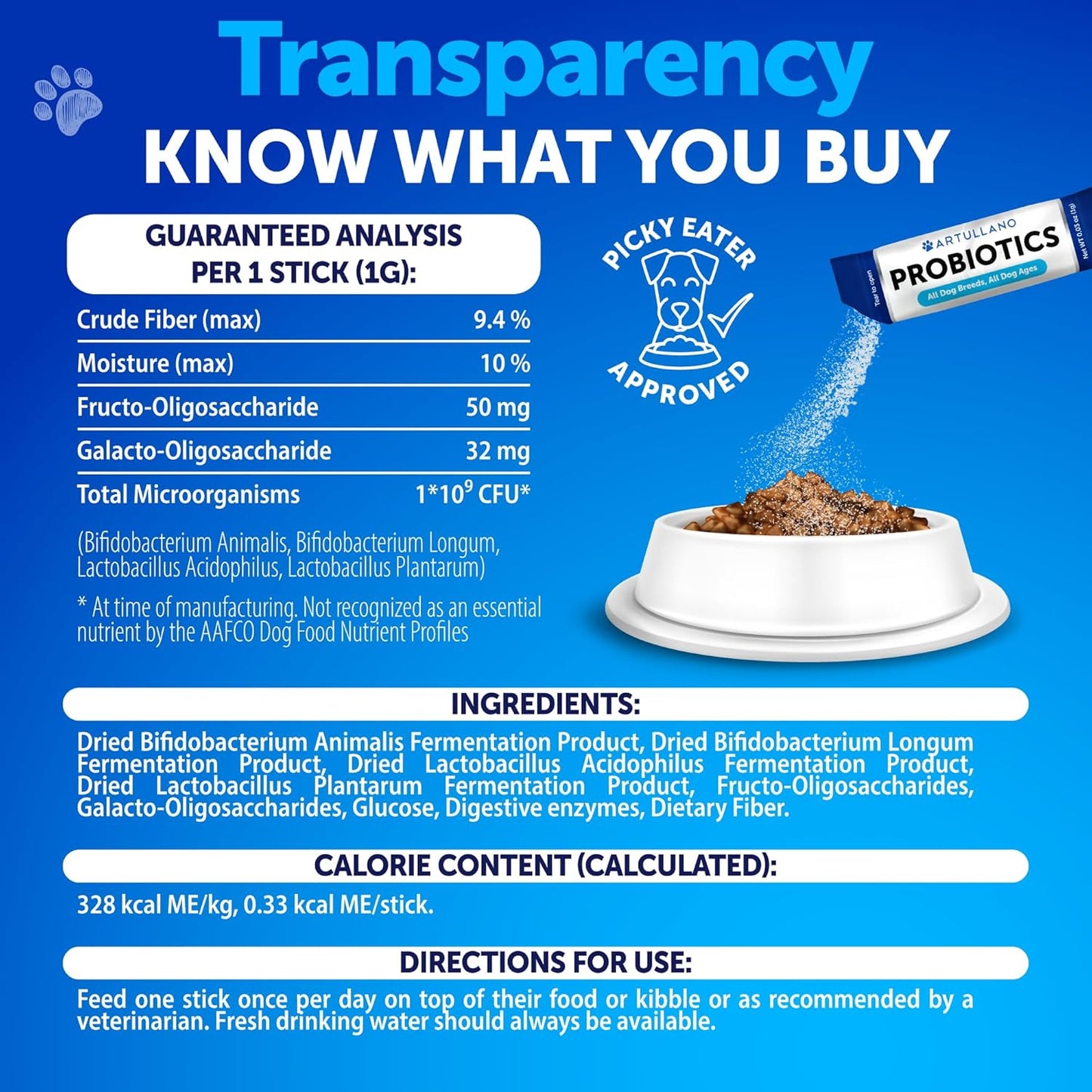 Dog Probiotics with Digestive Enzymes - Improve Gut Health, Skin Irritation, Allergies, Immune System - 30 Sticks