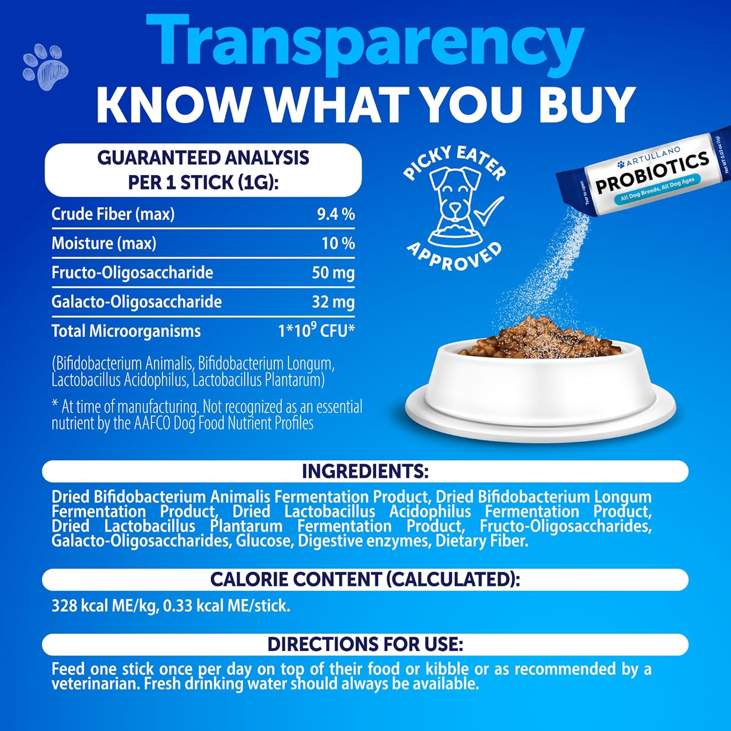 Dog Probiotics with Digestive Enzymes - Improve Gut Health, Skin Irritation, Allergies, Immune System - 30 Sticks