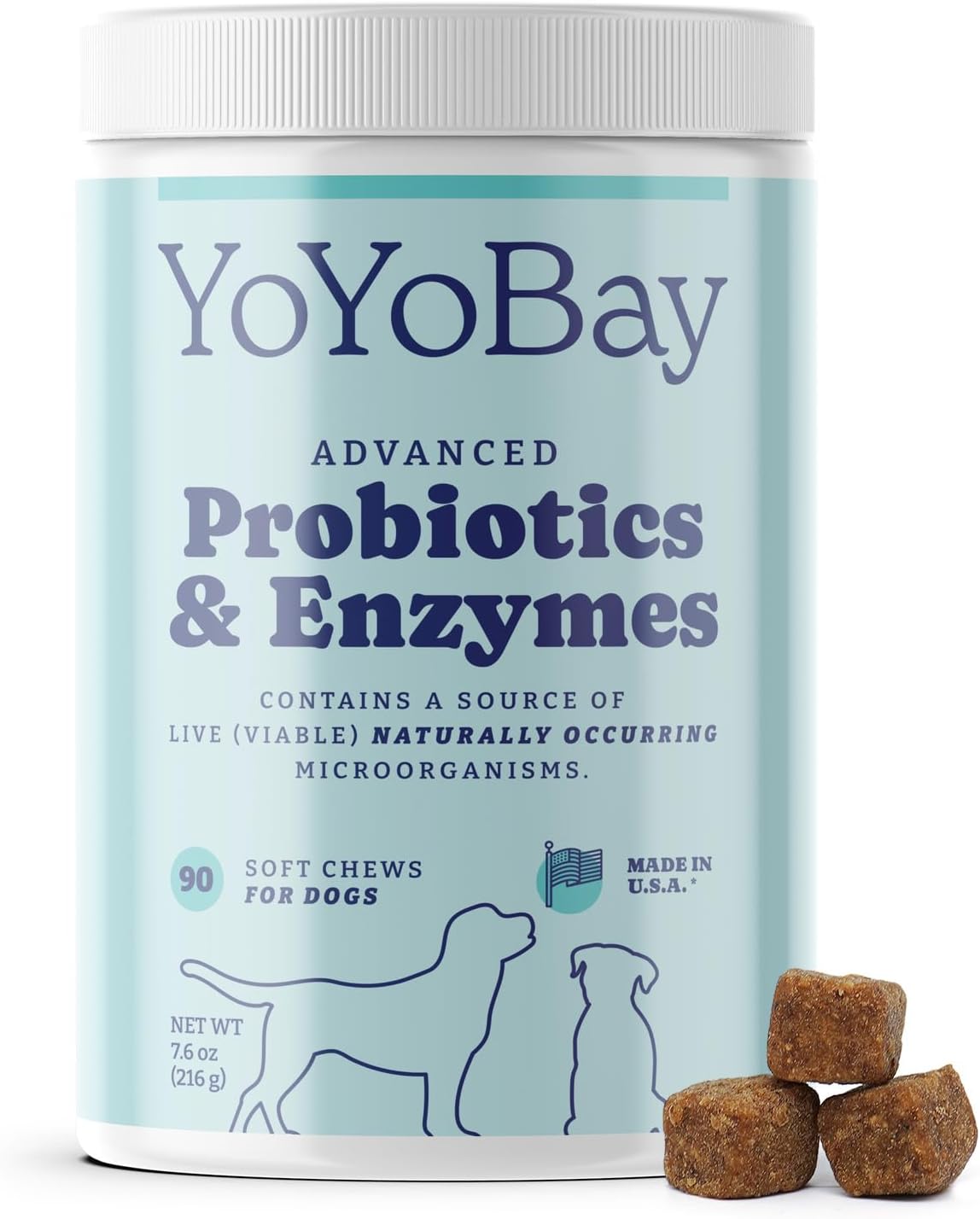 Dog Probiotics with Digestive Enzymes, 1 Billion CFUs, Gut & Digestive Health, Yeast Balance, Itchy Skin Relief, Immune Support - 90 Soft Chews