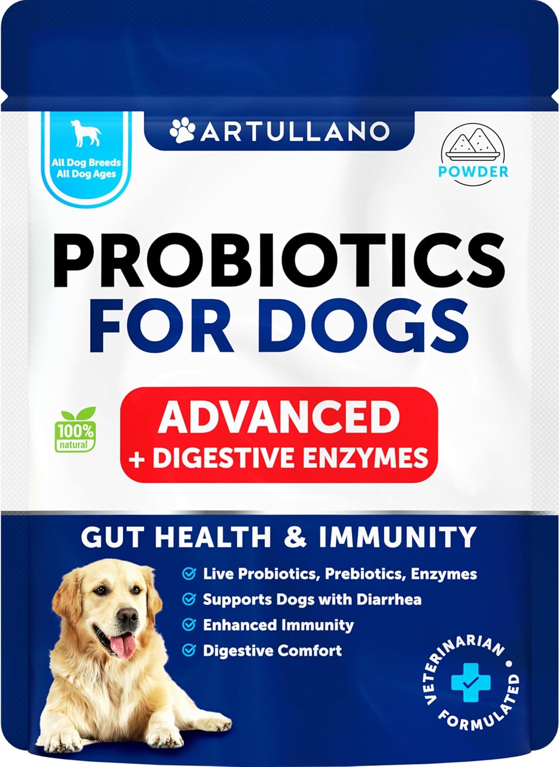 Dog Probiotics with Prebiotics - Support Gut Health, Immunity, Allergies - Digestive Enzymes for Dogs - Reduce Diarrhea - 30 Sticks
