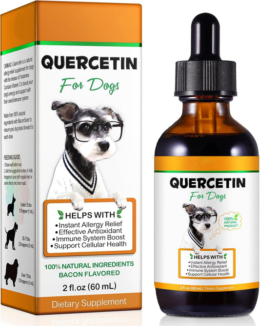 Dog Quercetin Liquid Drops Herbal Supplement for Allergy Relief, Cellular Health, Immune Boost - 60 ml