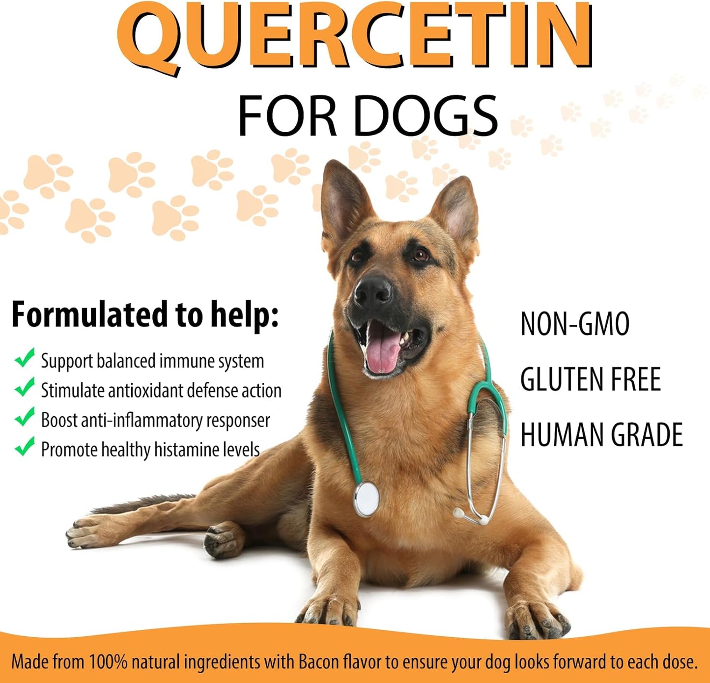 Dog Quercetin Liquid Drops Herbal Supplement for Allergy Relief, Cellular Health, Immune Boost - 60 ml