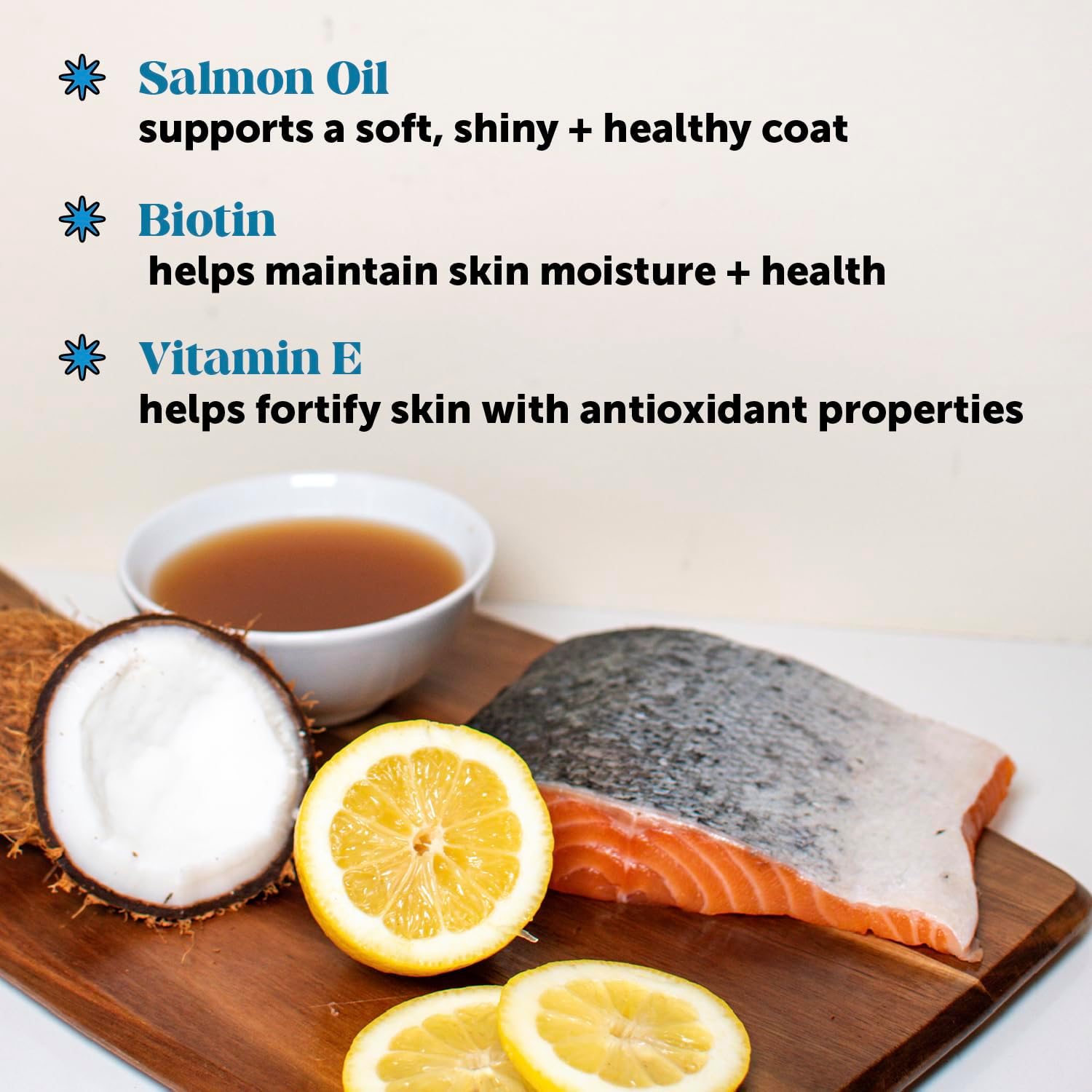 Dog Skin & Coat Supplement with Salmon Oil for Allergy Itch Relief & Health - Bone Broth Topper with Collagen, Biotin, Vitamin E