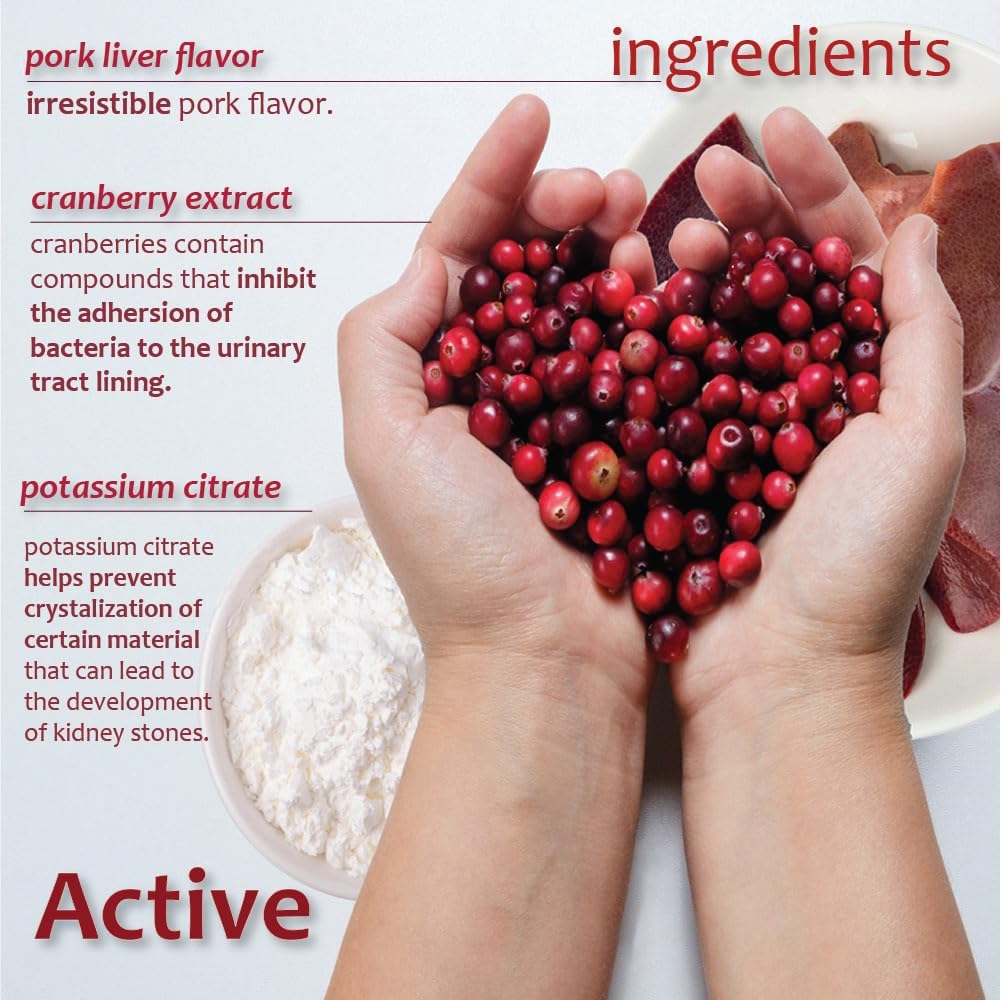 Dog UTI Remedy: K-Plus Potassium Citrate & Cranberry Chewable Tablets - Supports Bladder Health for All Breeds - 100 Tabs