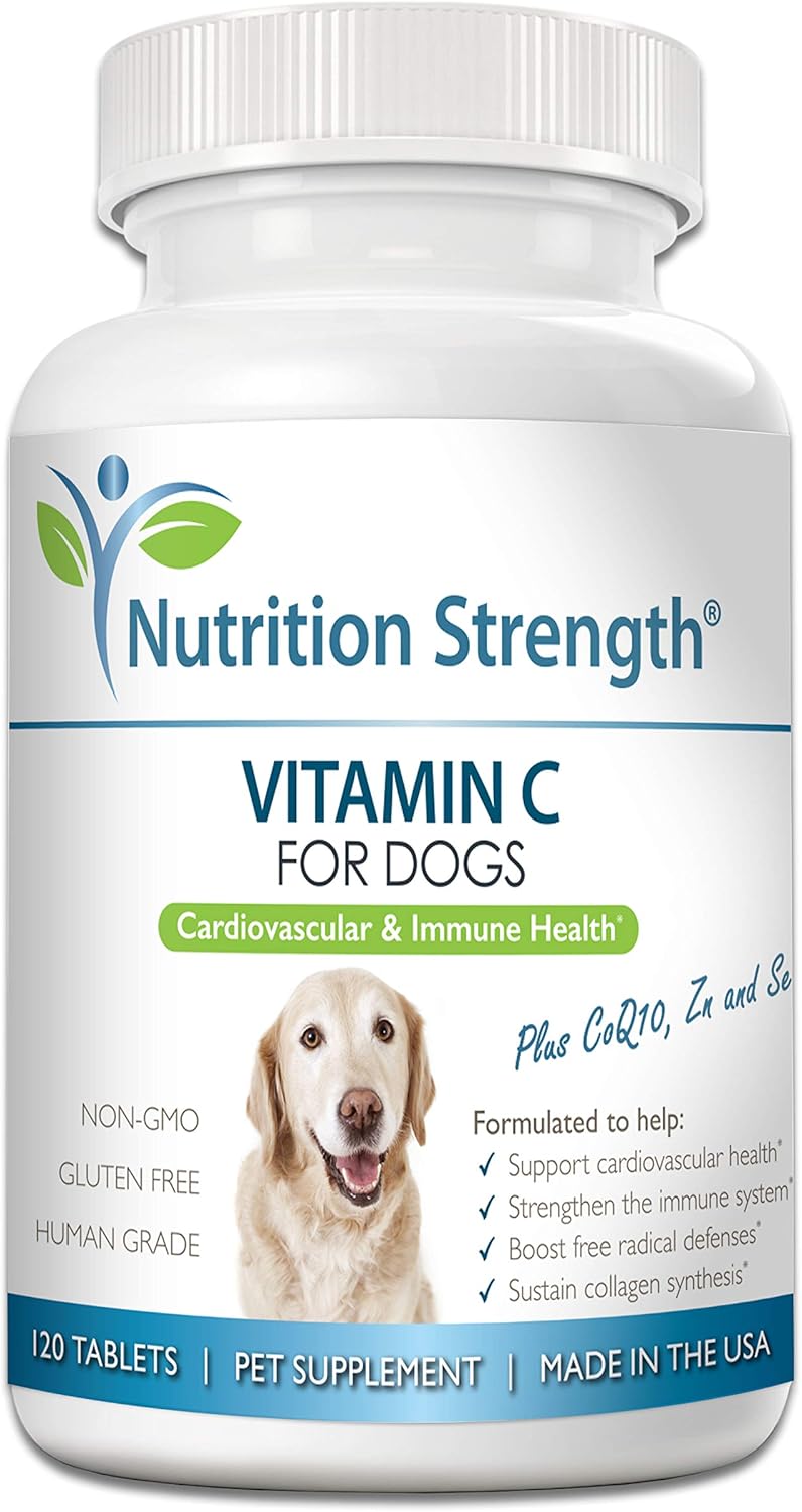 Dog Vitamin C Supplement for Cardiovascular Health, Immune Support, Free Radical Defense - 120 Chewable Tablets