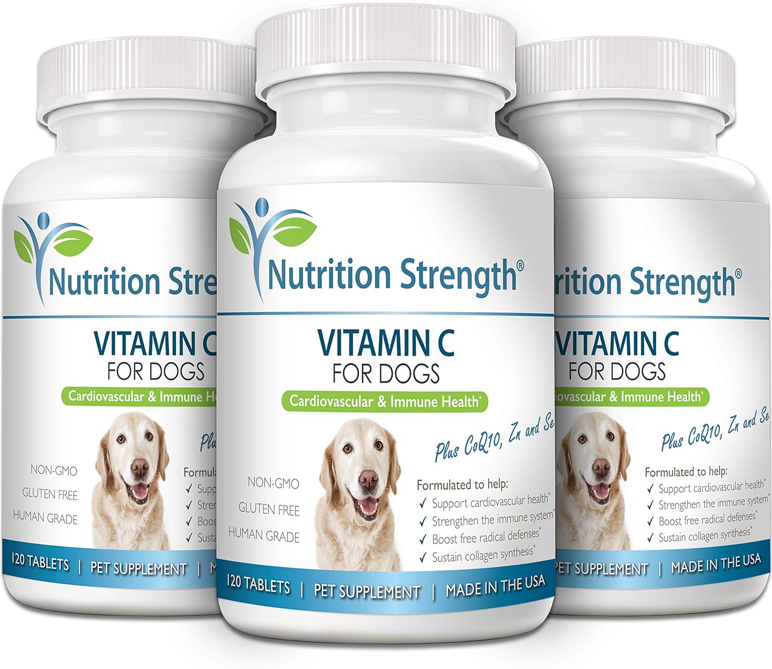 Dog Vitamin C Supplement for Cardiovascular Health, Immune Support, Free Radical Defense - 120 Chewable Tablets