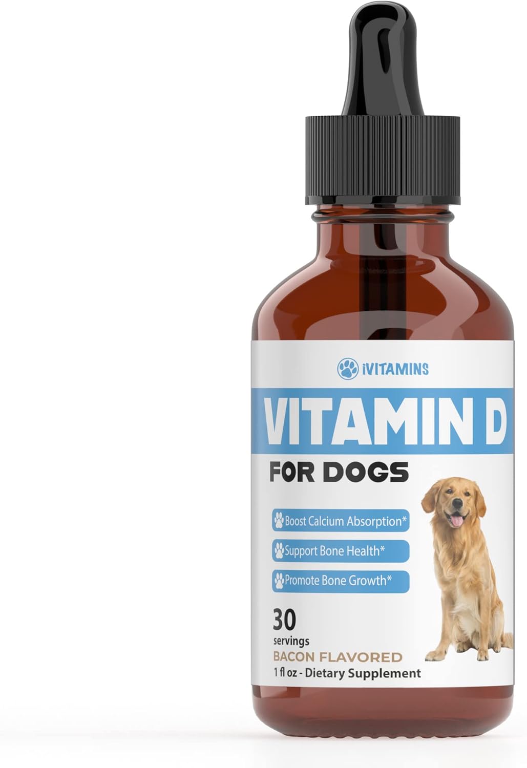 Dog Vitamin D Supplement for Strong Bones and Health | 1 fl oz Bottle of Multivitamins for Dogs