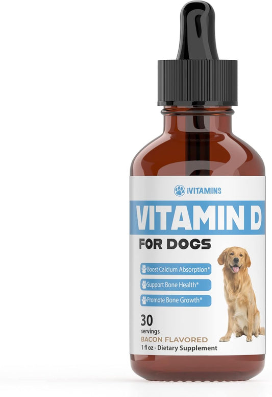 Dog Vitamin D Supplement for Strong Bones and Health | 1 fl oz Bottle of Multivitamins for Dogs