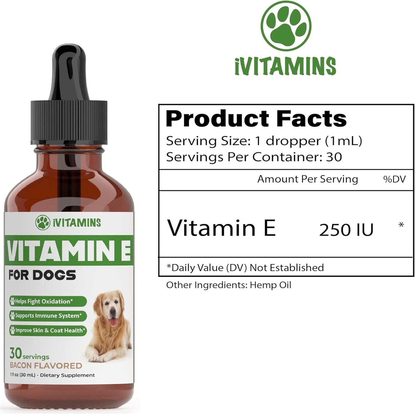 Dog Vitamin E Supplement for Immune Support - 1 fl oz