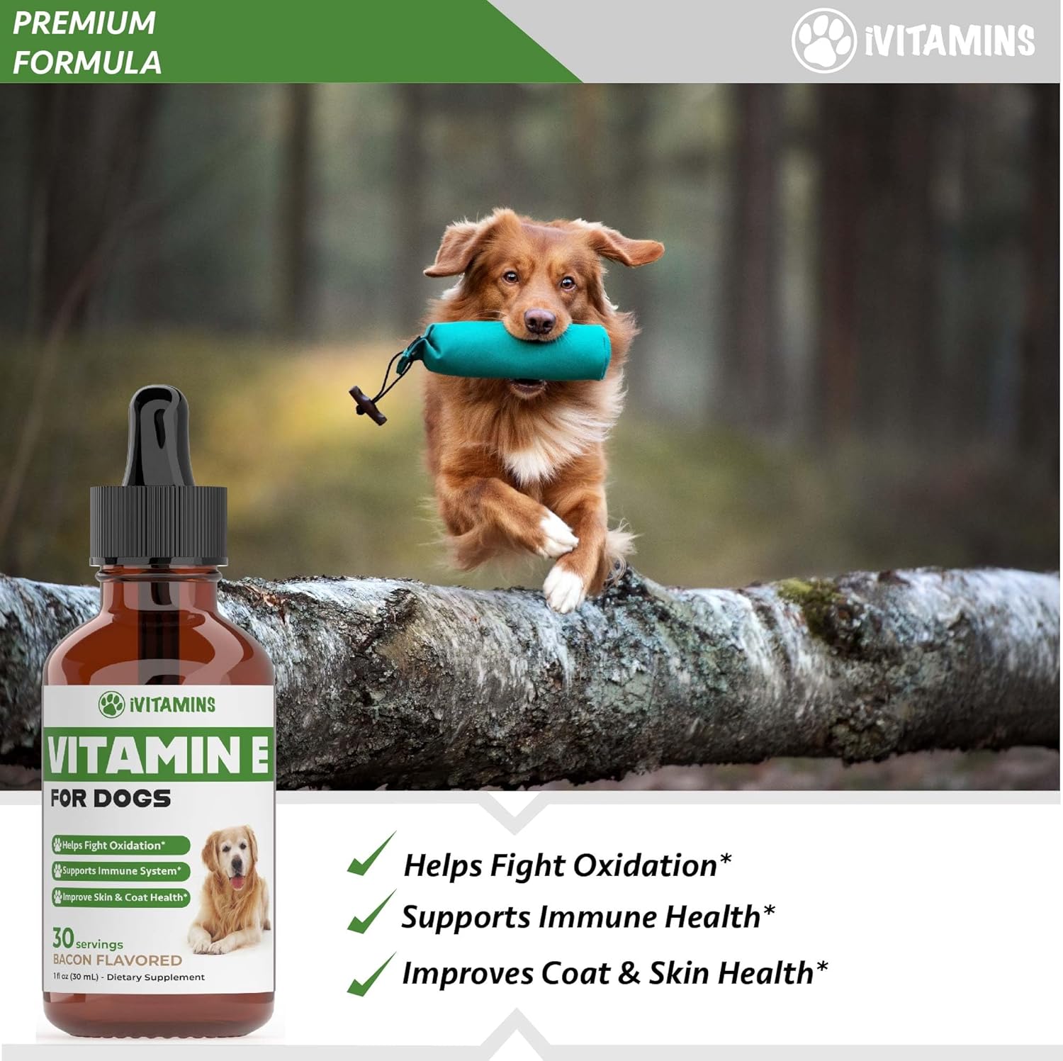 Dog Vitamin E Supplement for Immune Support - 1 fl oz