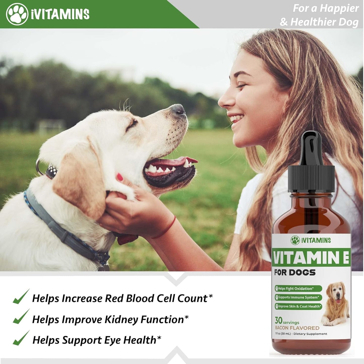 Dog Vitamin E Supplement for Immune Support - 1 fl oz