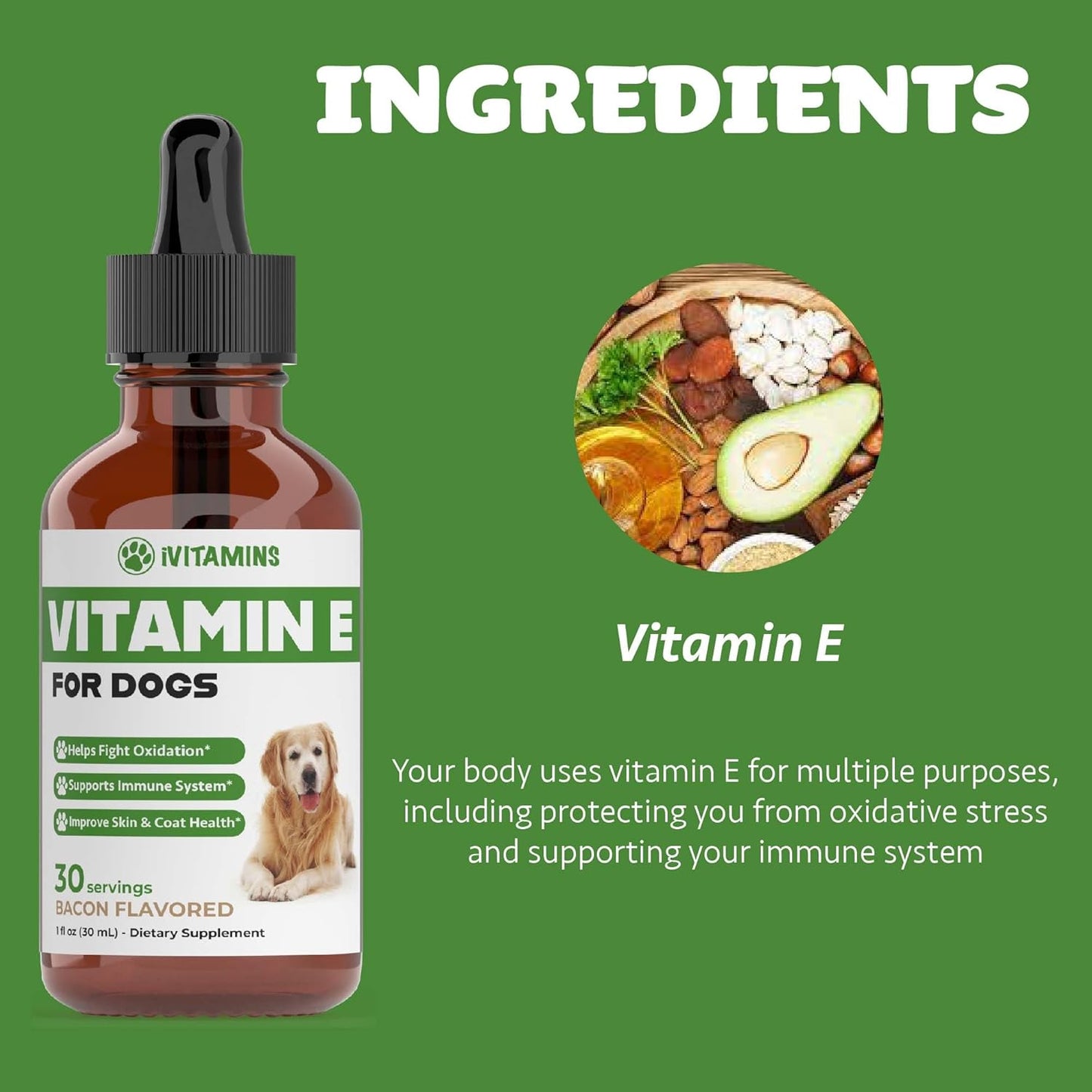 Dog Vitamin E Supplement for Immune Support - 1 fl oz