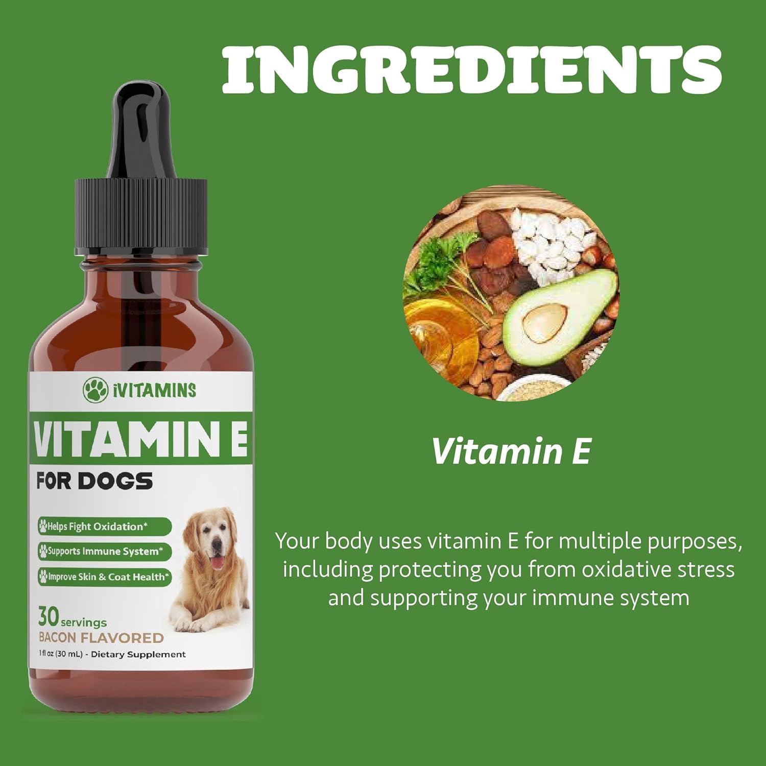 Dog Vitamin E Supplement for Immune Support - 1 fl oz