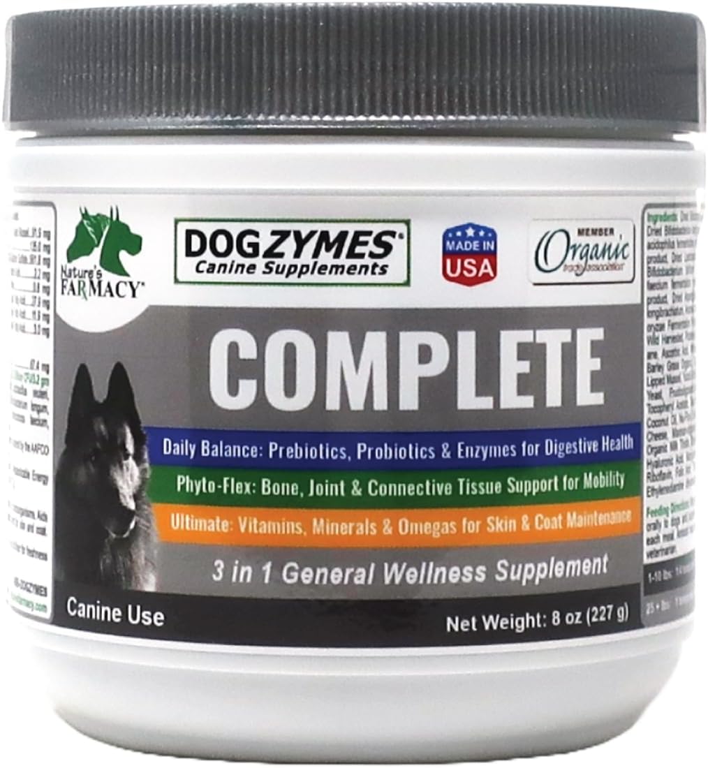 Dogzymes Complete 8 oz - Probiotics, Prebiotics, Glucosamine, Chondroitin, MSM, Hyaluronic Acid for Skin & Coat