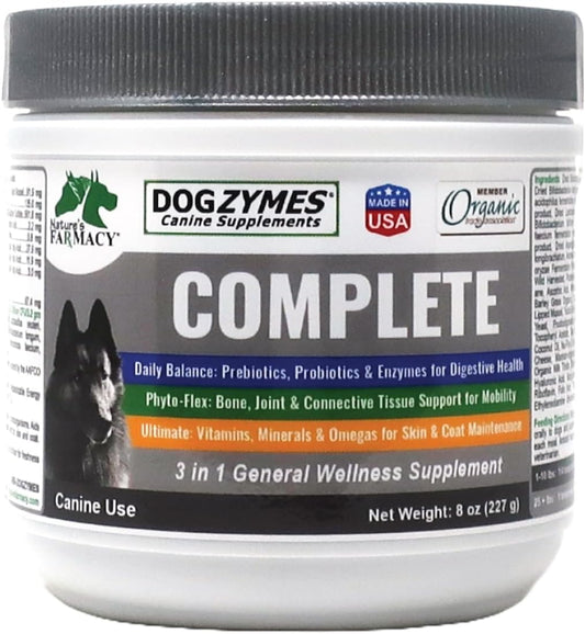 Dogzymes Complete 8 oz - Probiotics, Prebiotics, Glucosamine, Chondroitin, MSM, Hyaluronic Acid for Skin & Coat
