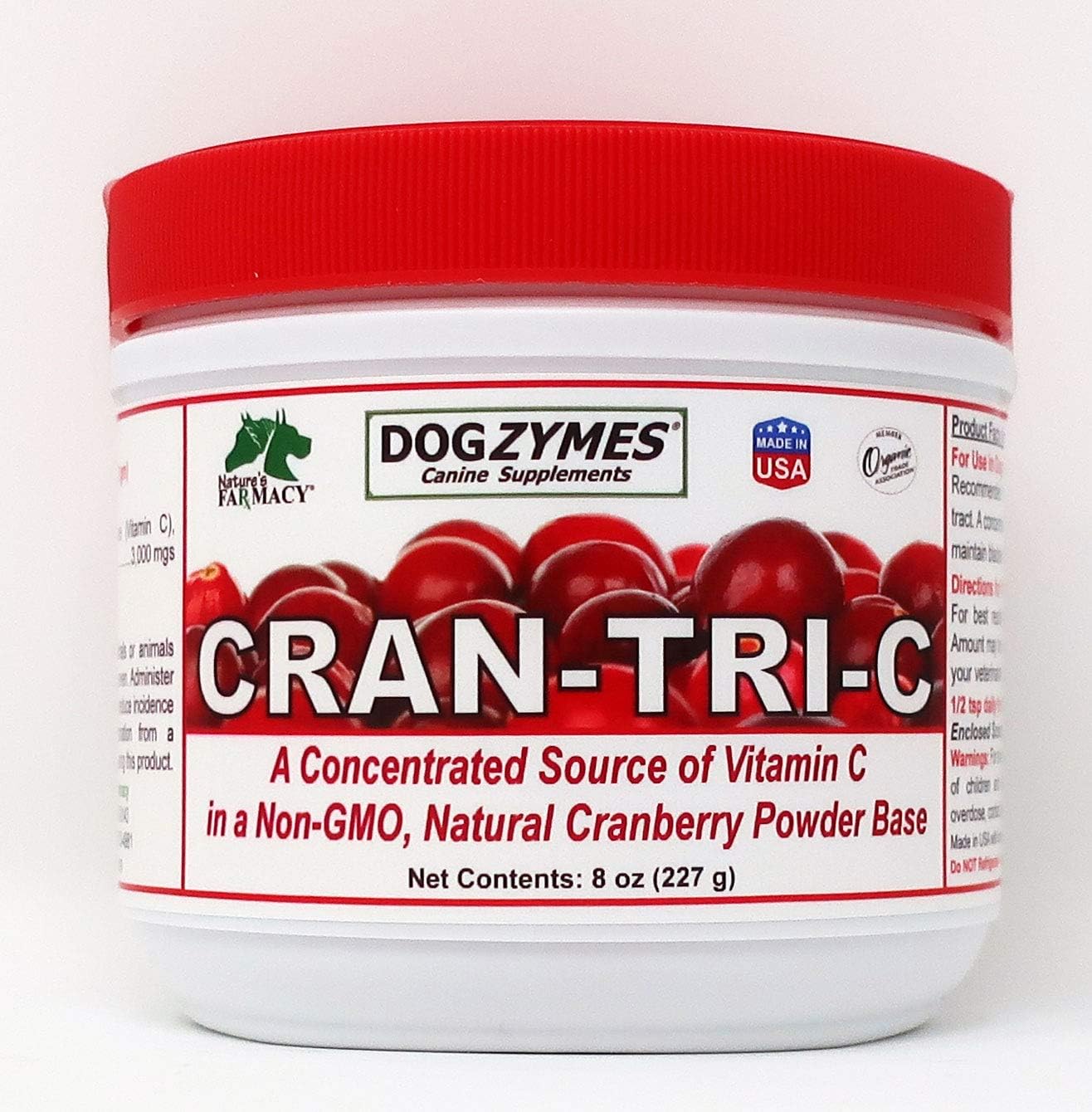 Dogzymes Cran Tri C Urinary Tract Support - Vitamin C Blend - 1418mg/Tsp - 8oz