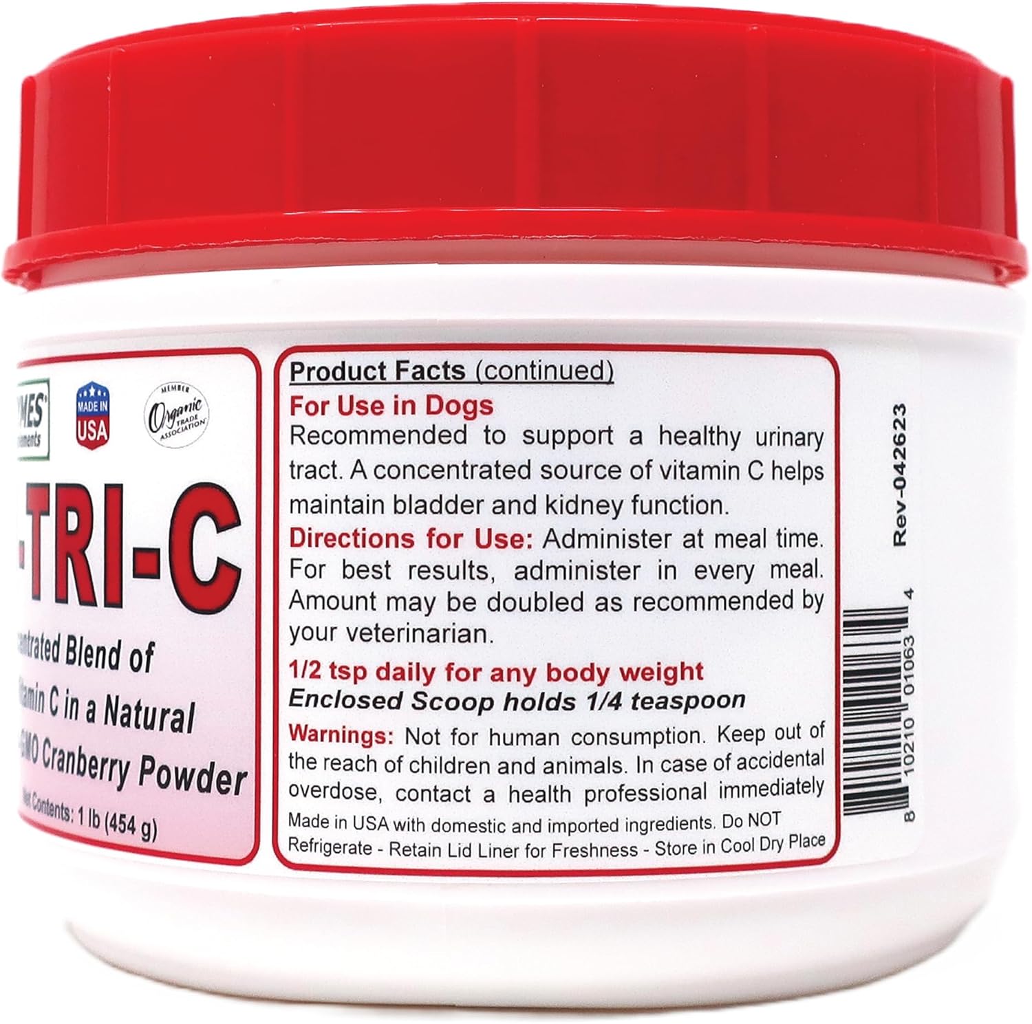 Dogzymes Cran Tri C Urinary Tract Support Supplement - High Vitamin C Blend - 1418mg per Teaspoon - 1lb